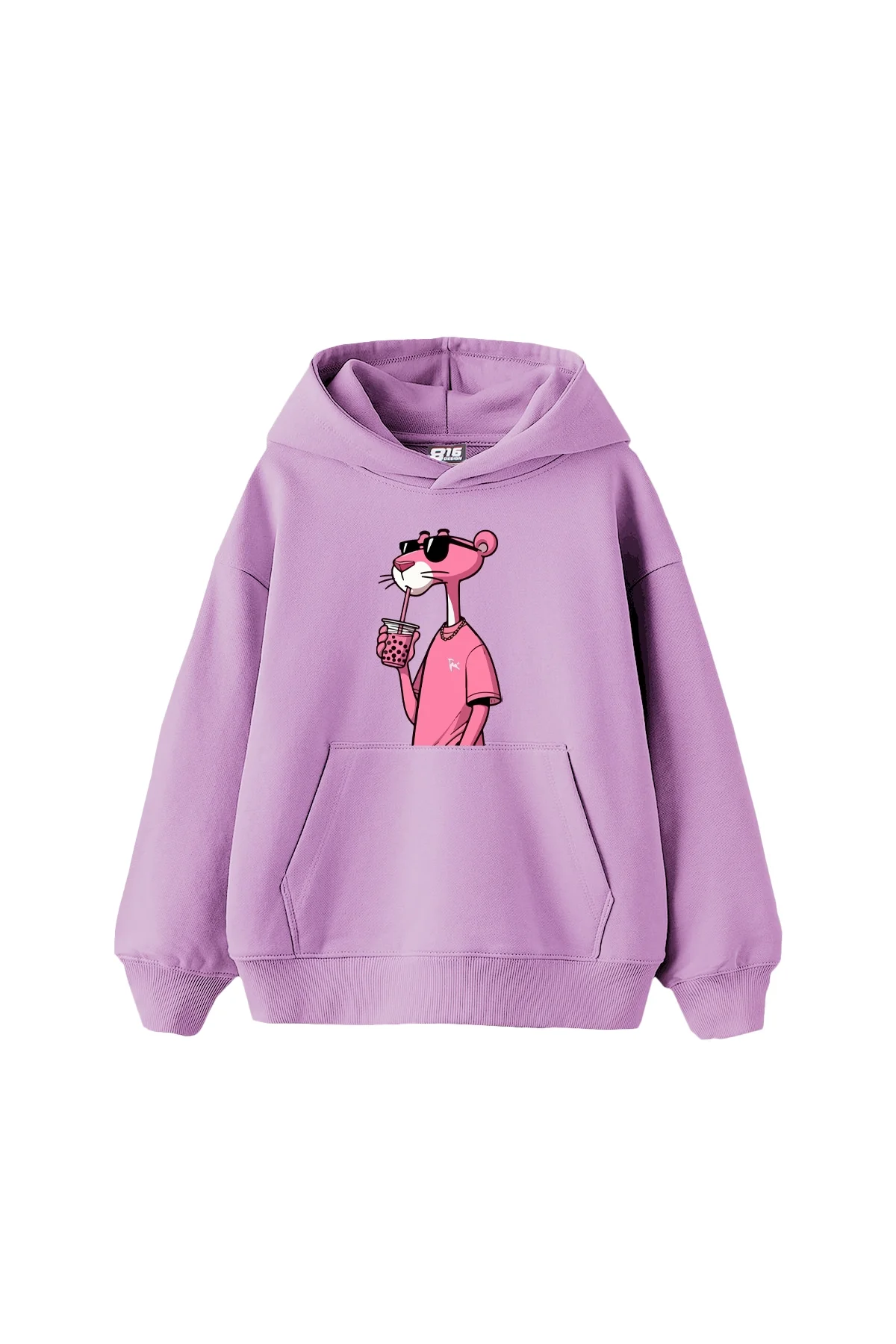 Pink Panther V2 Baskılı Oversize Unisex Mor Hoodie