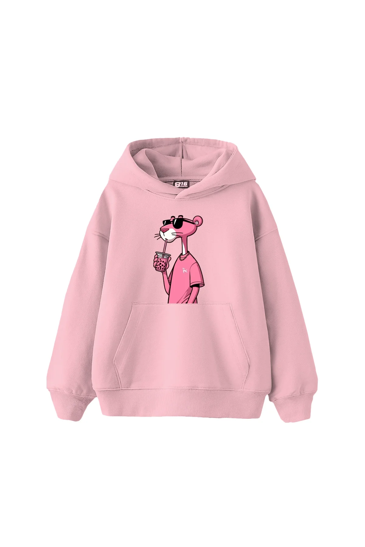 Pink Panther V2 Baskılı Oversize Unisex Pembe Hoodie