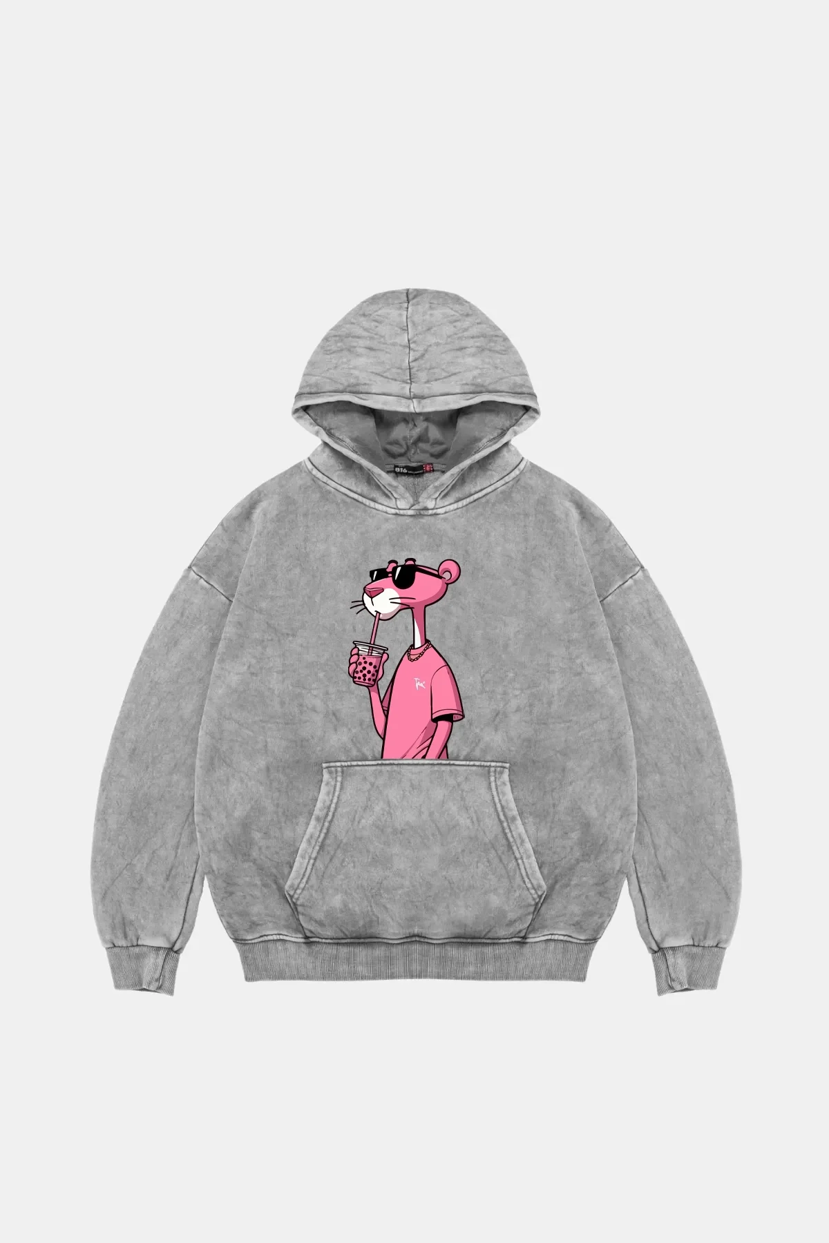 Pink Panther V2 Oversize Unisex Yıkamalı Beyaz Hoodie