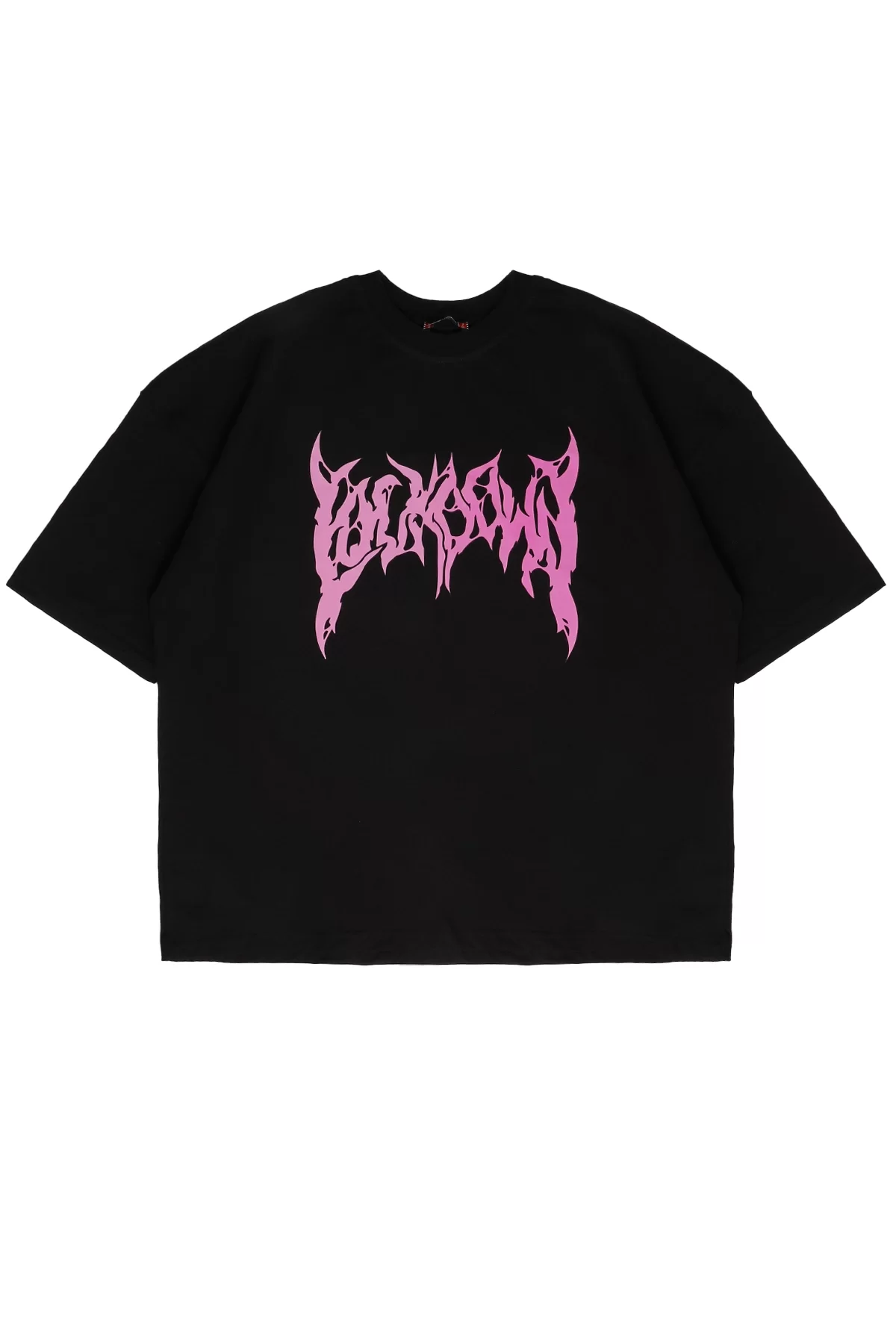 Pink Street Font Baskılı Siyah Unisex Oversize Tshirt