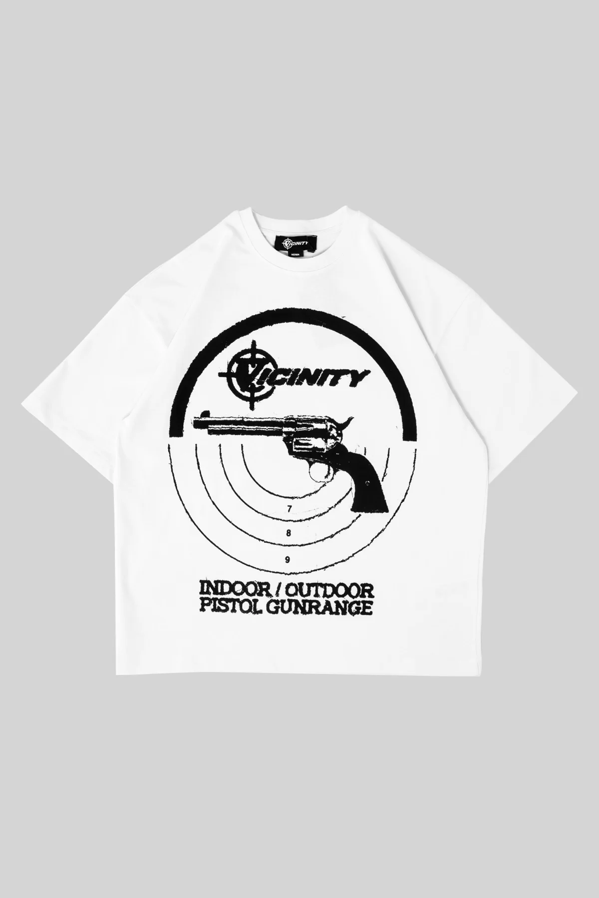 Pistol Print Premium Baskılı Oversize Unisex Beyaz Tshirt