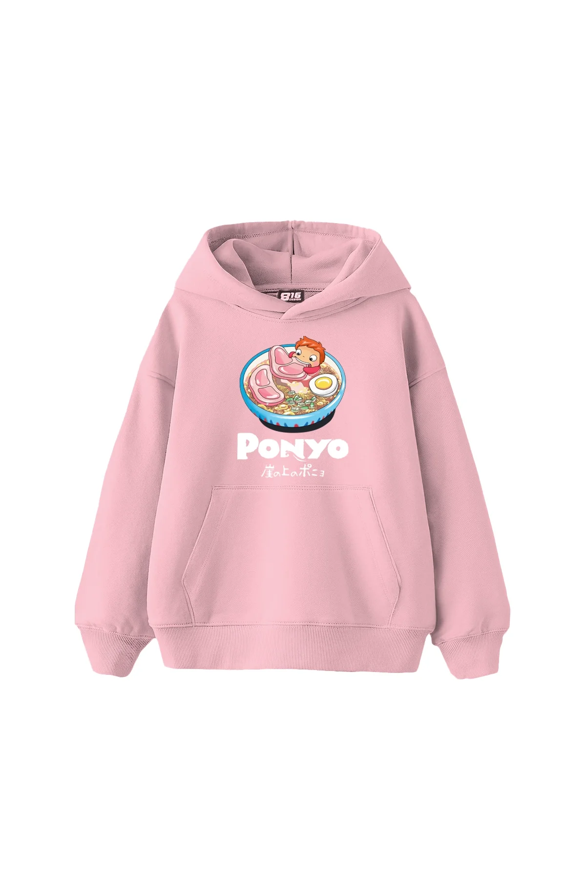 Ponyo Baskılı Oversize Unisex Pembe Hoodie