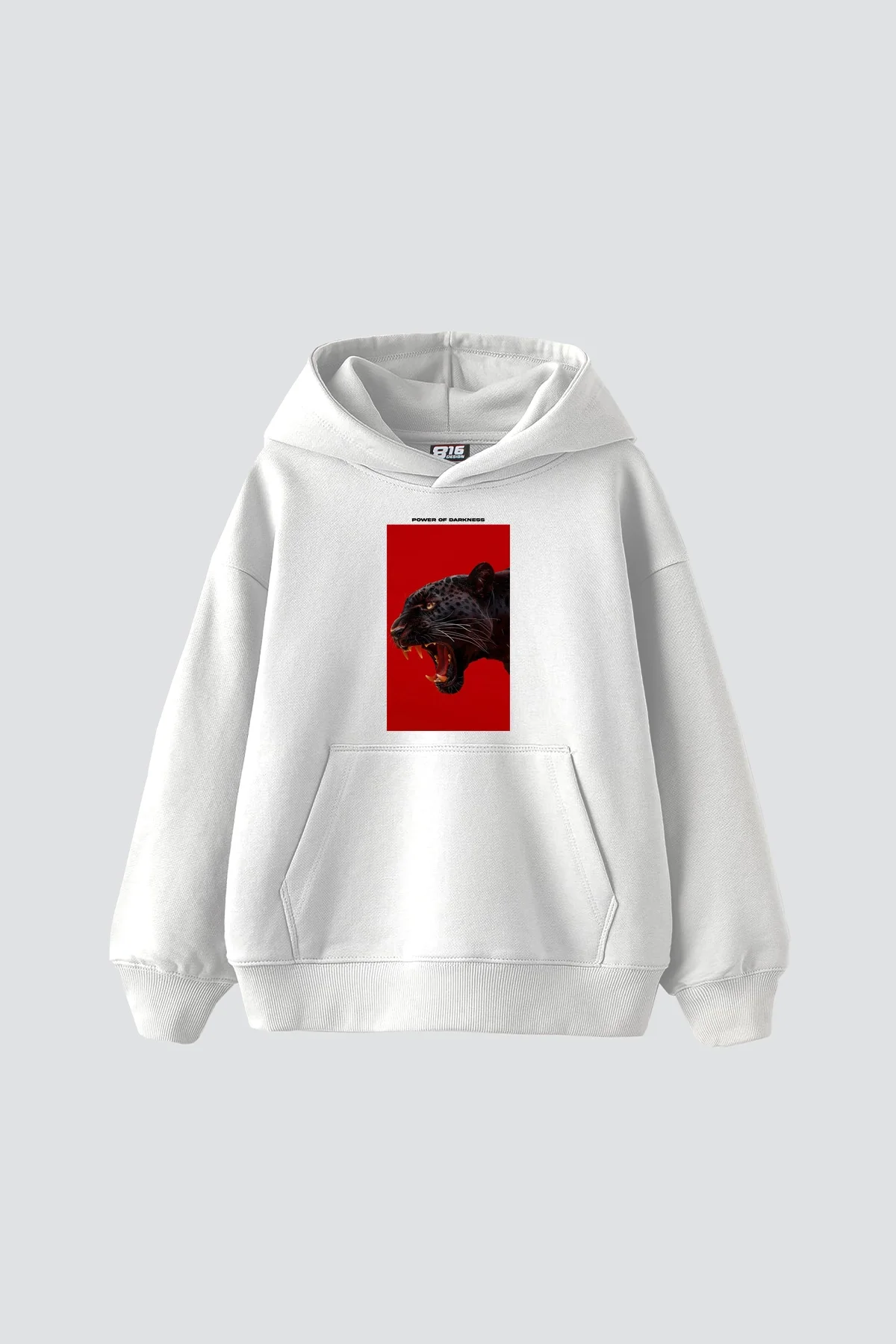 Power Of Darkness Baskılı Oversize Unisex Beyaz Hoodie