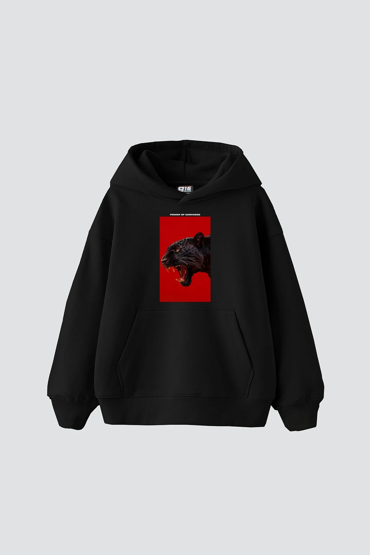 Power Of Darkness Baskılı Oversize Unisex Siyah Hoodie