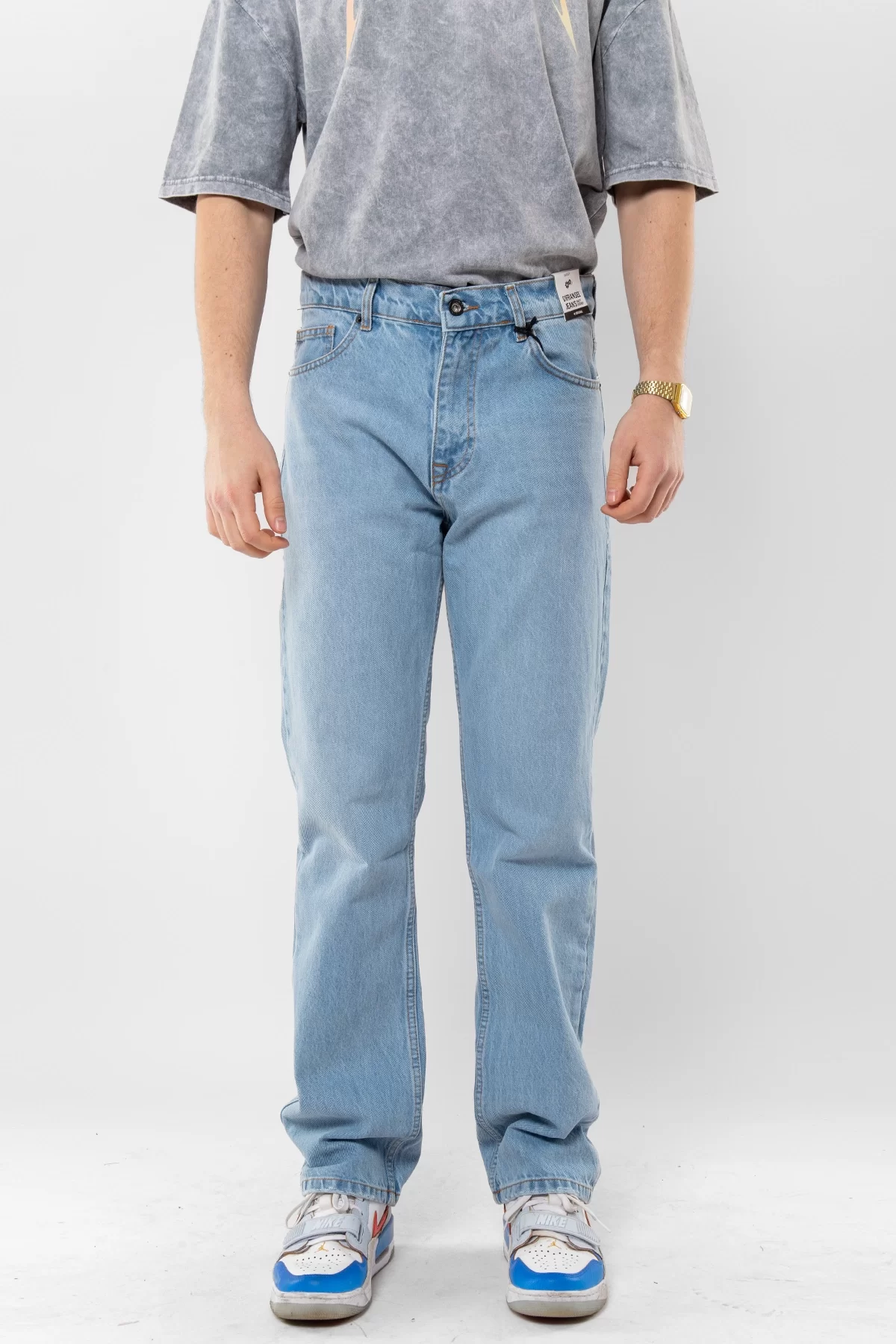 Premium Basic Erkek Mavi Baggy Pantolon