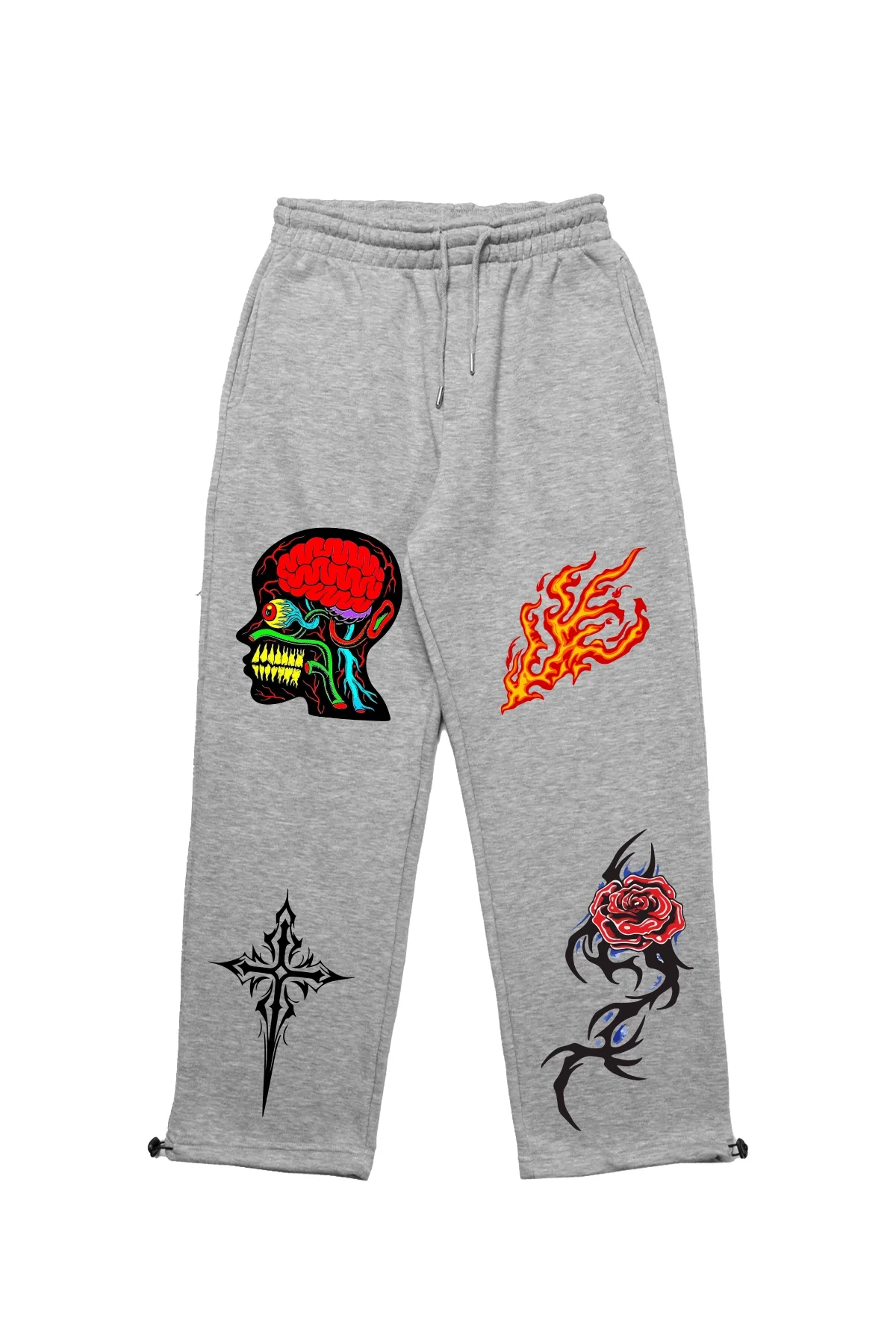 Premium Challenge Your Mind Wide Leg Erkek Gri Eşofman Altı