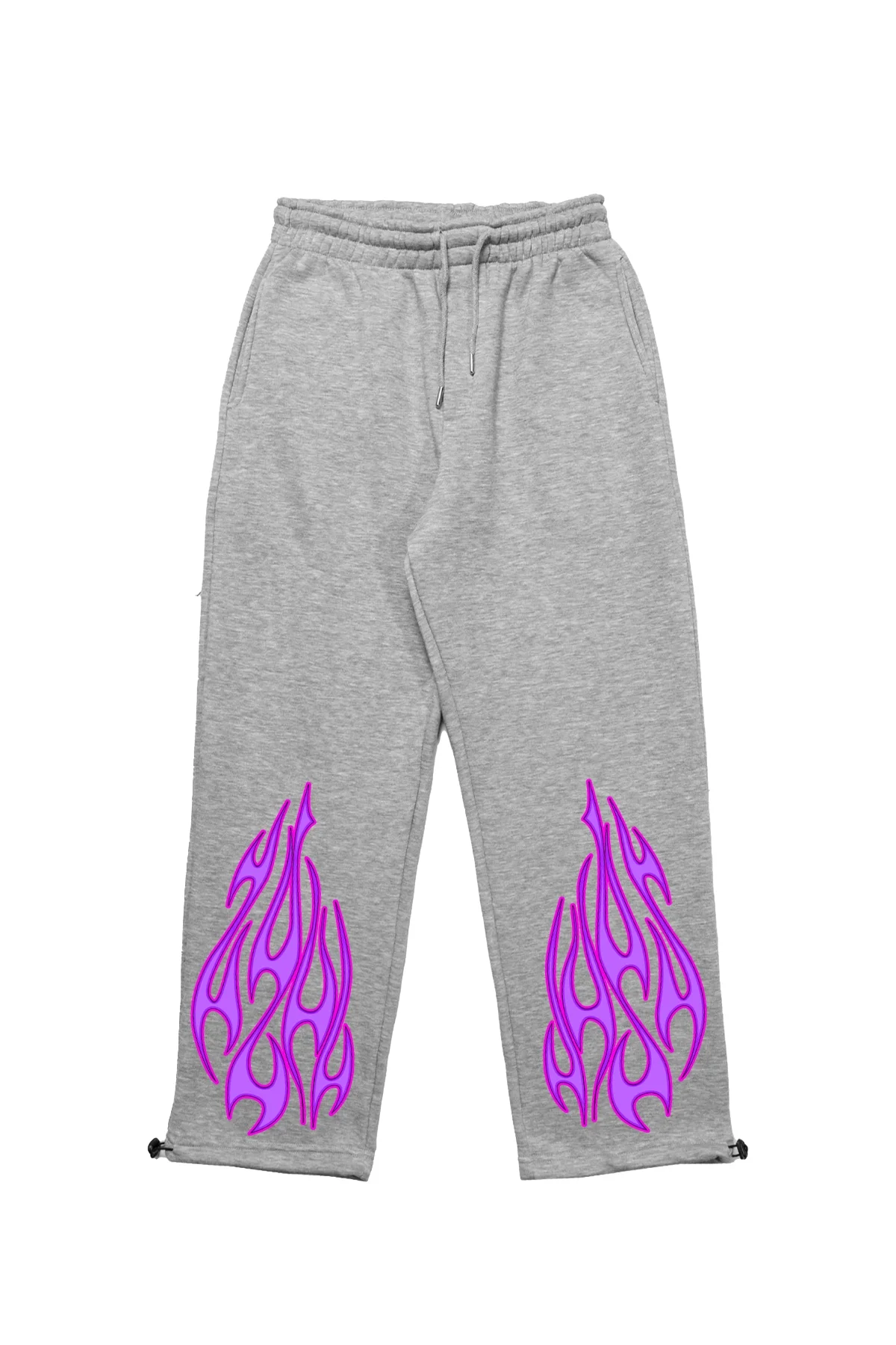 Premium Purple Flame Leg Erkek Gri Eşofman Altı