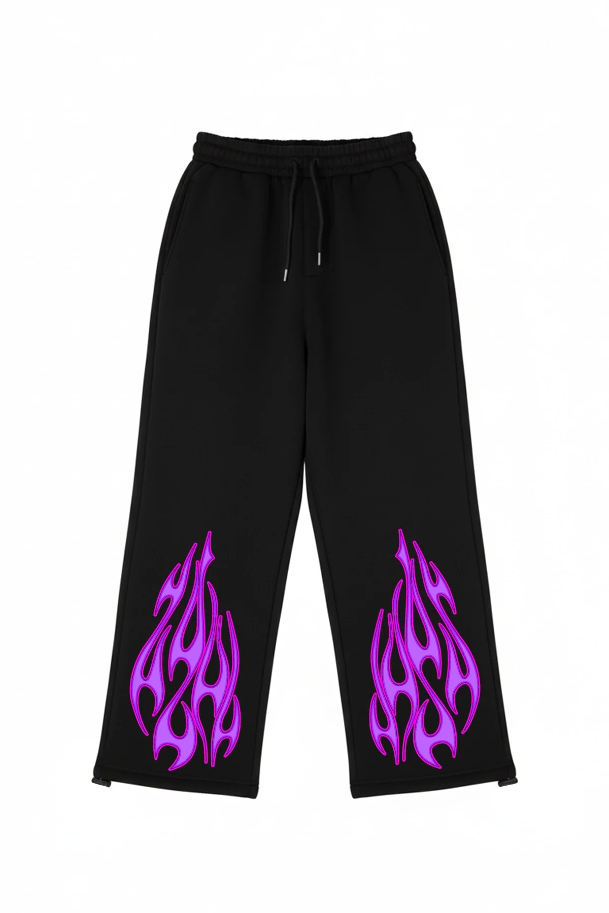 Premium Purple Flame Leg Erkek Siyah Eşofman Altı