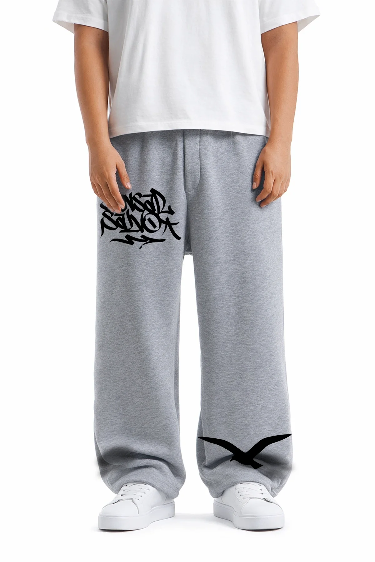 Premium Sansar Salvo Wide Leg Erkek Gri Eşofman Altı