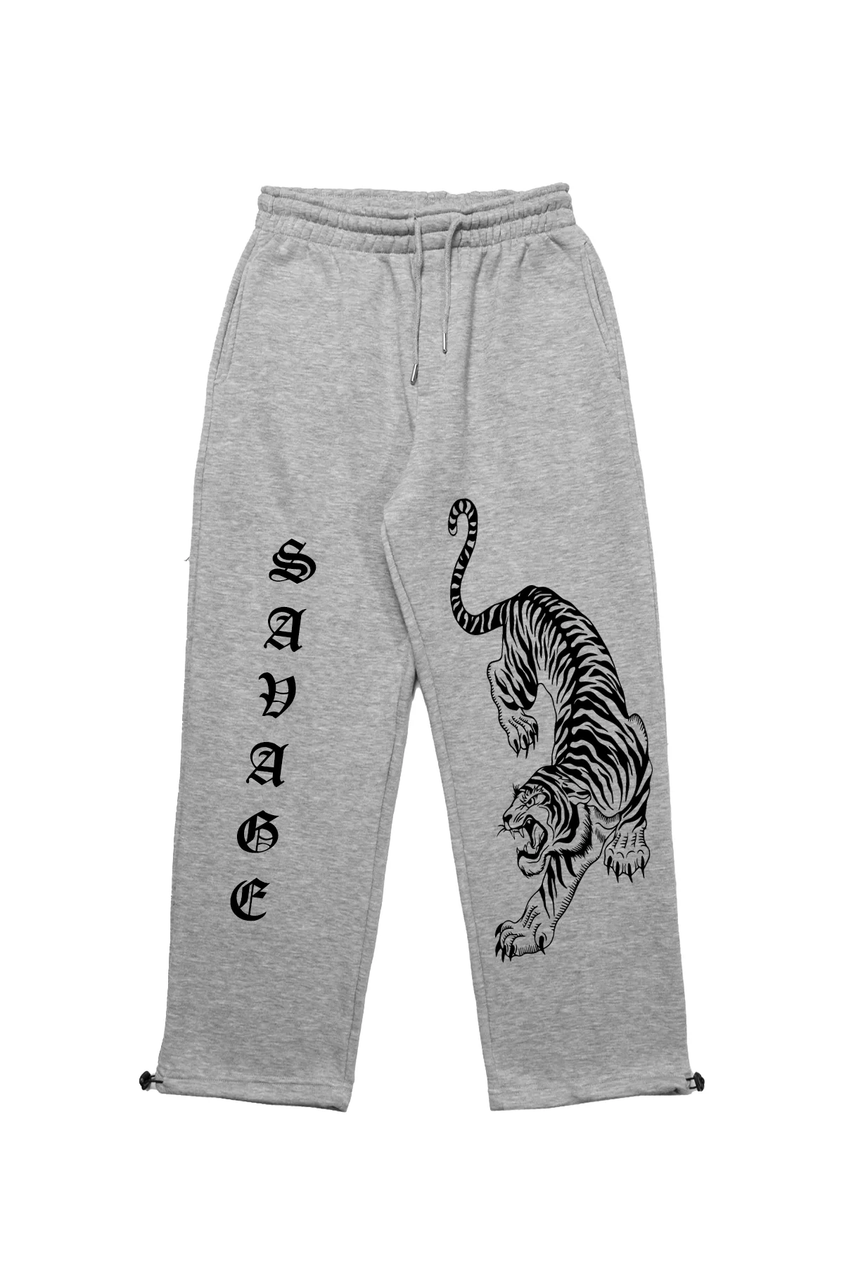 Premium Savage Tiger Leg Erkek Gri Eşofman Altı