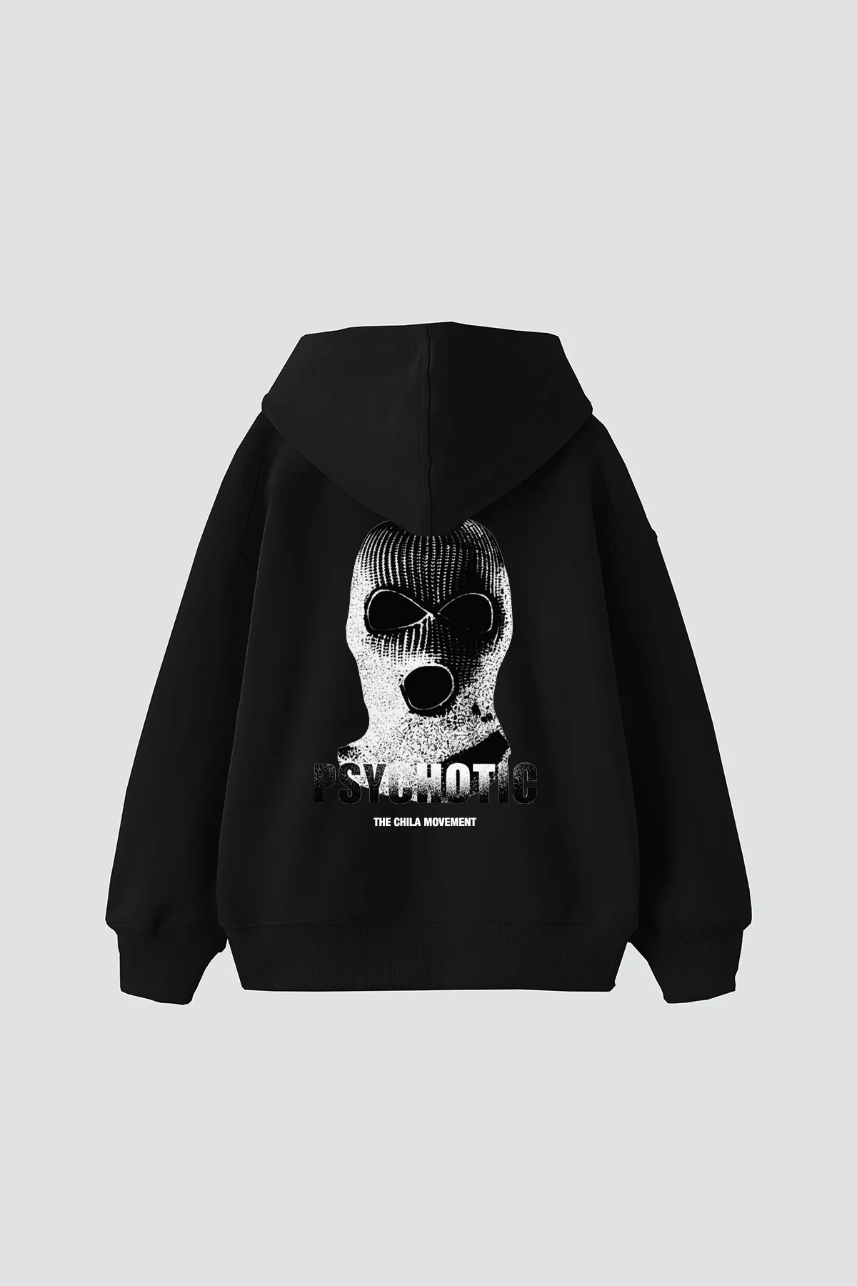 Psychotic Baskılı Oversize Unisex Siyah Hoodie