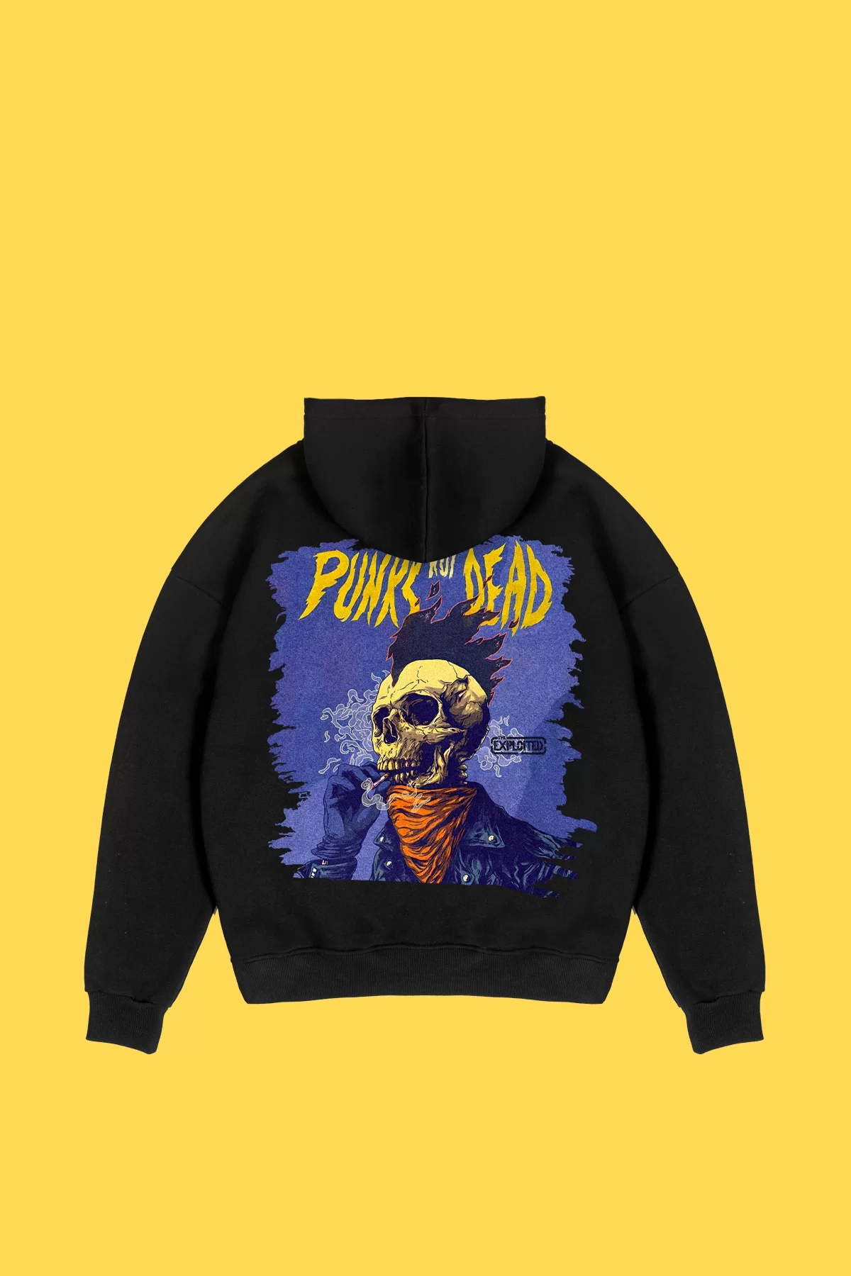 Punks Not Dead Baskılı Oversize Unisex Siyah Hoodie