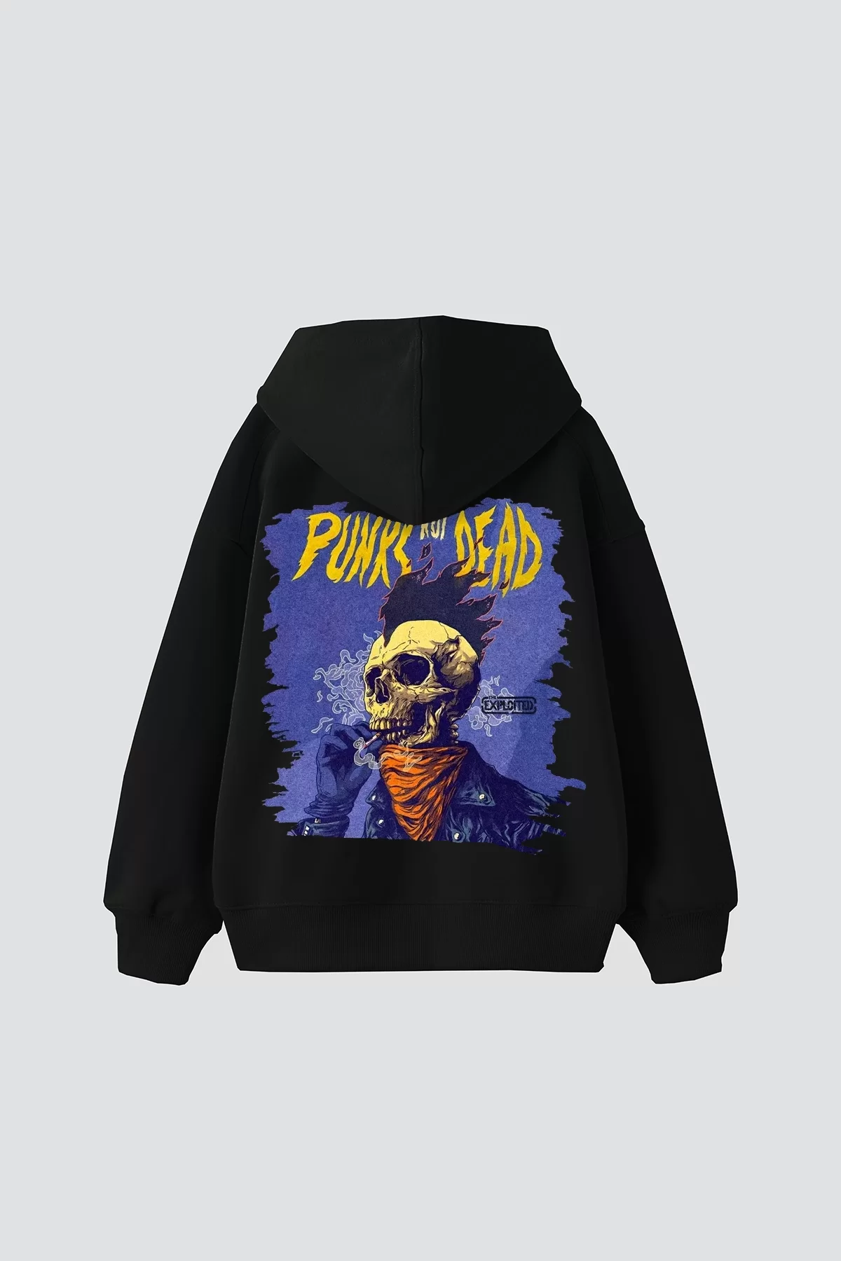 Punks Not Dead Baskılı Oversize Unisex Siyah Hoodie