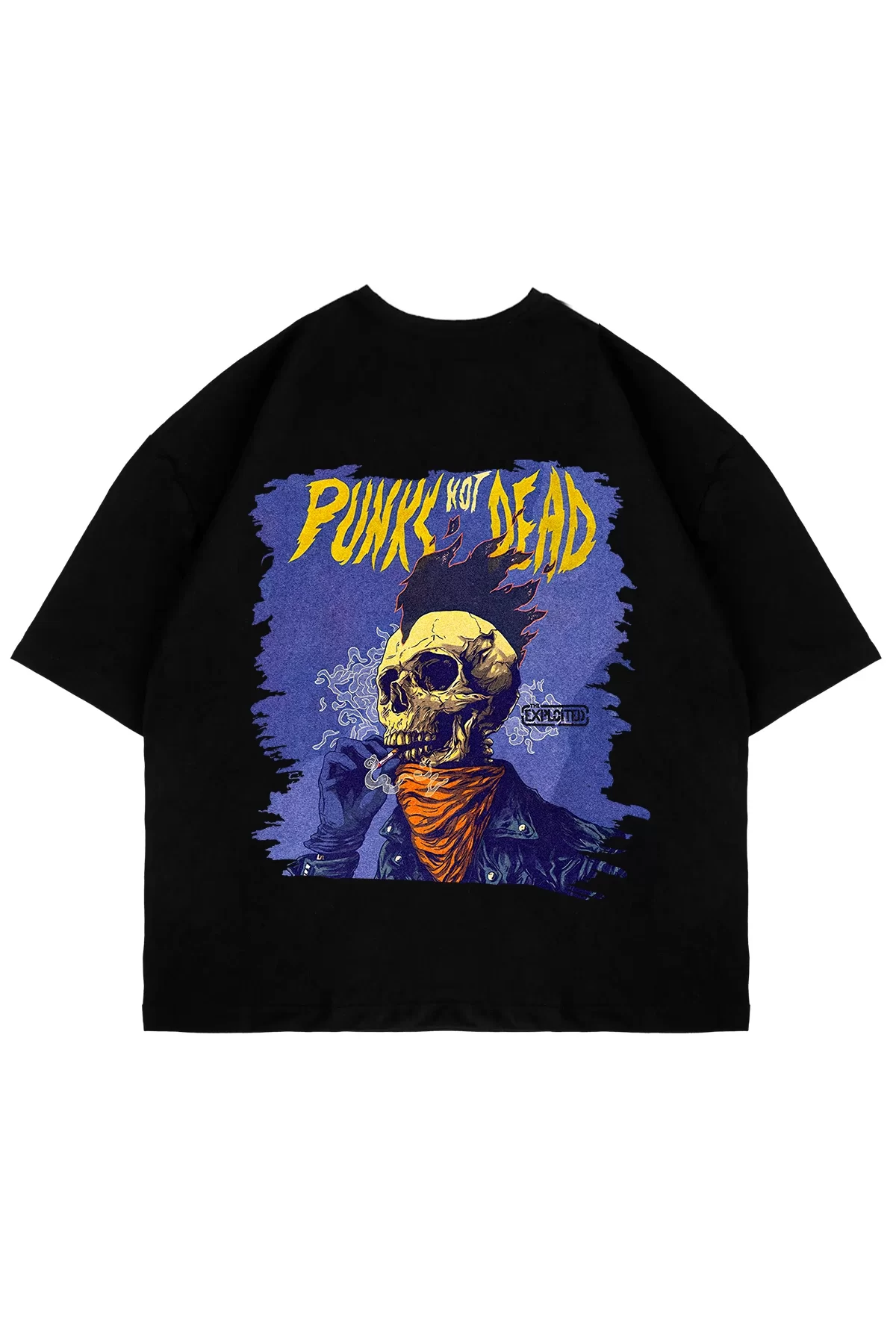 Punks Not Dead Sırt Baskılı Oversize Unisex Siyah Tshirt
