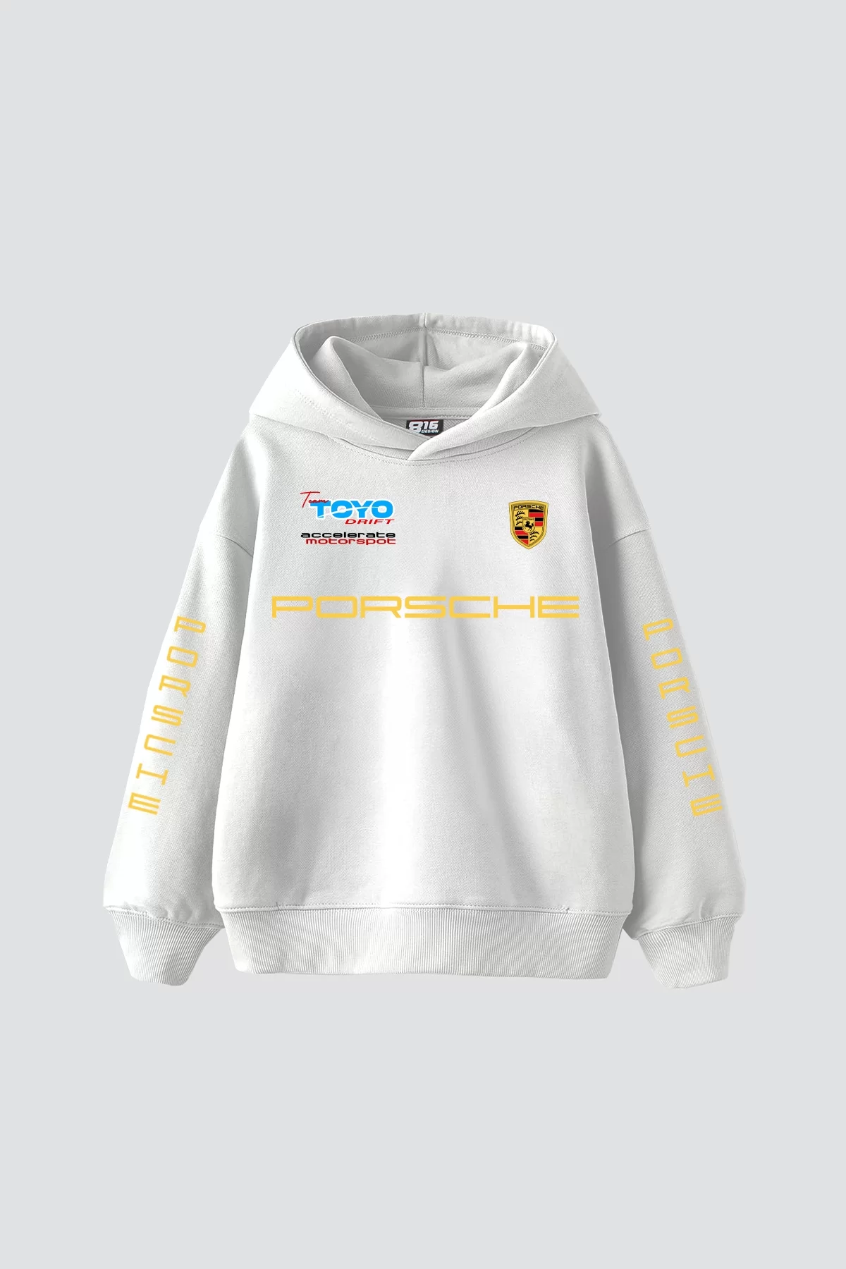 Racing Motorsport Baskılı Oversize Unisex Premium Beyaz Hoodie