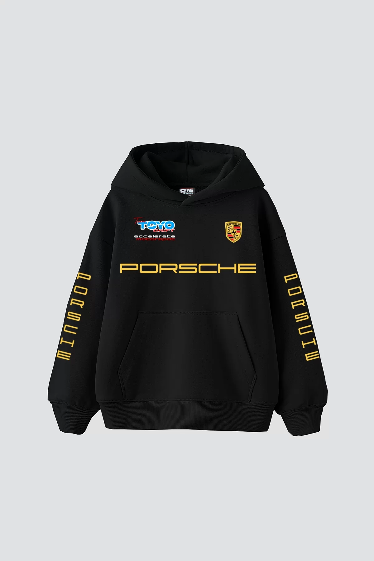 Racing Motorsport Baskılı Oversize Unisex Premium Siyah Hoodie