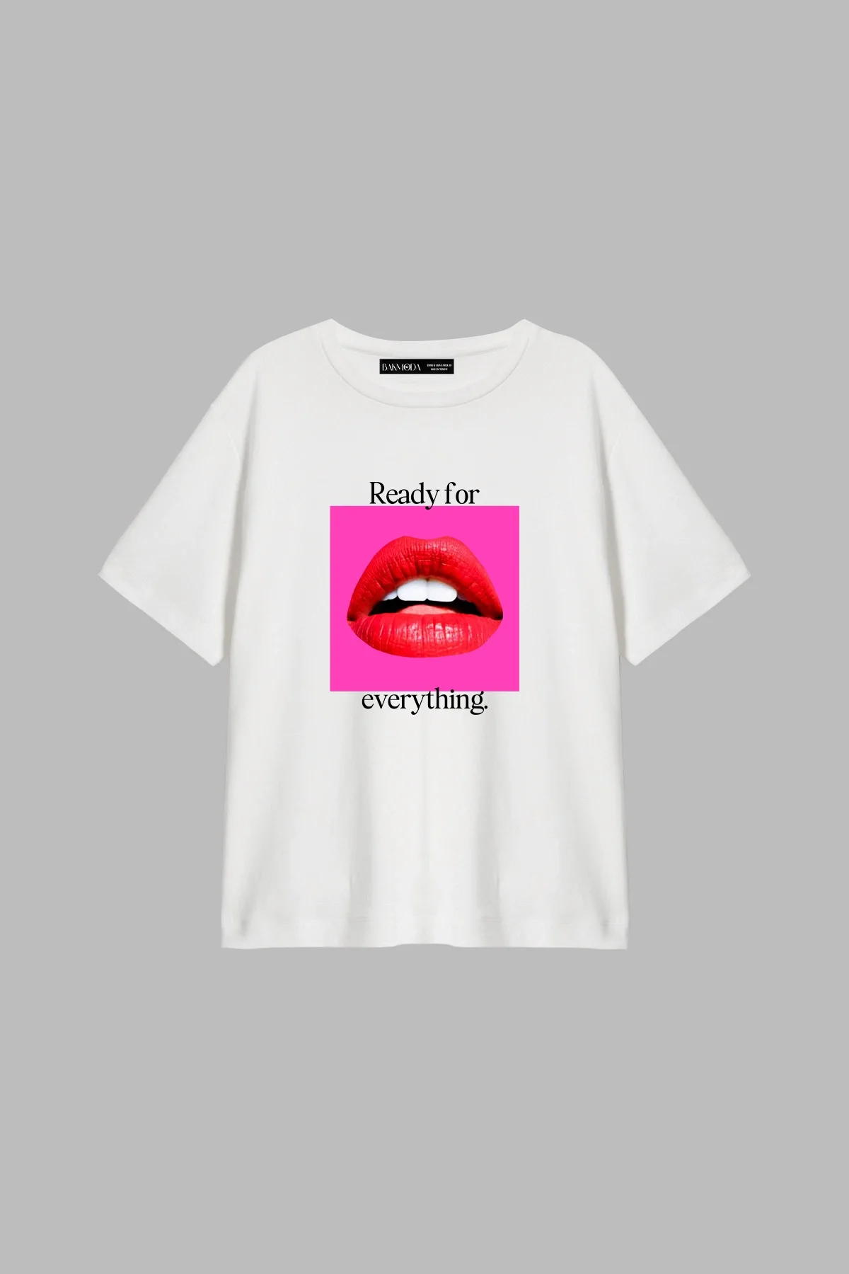 Ready For Everything Baskılı Relaxed Fit Beyaz Kadın Tshirt