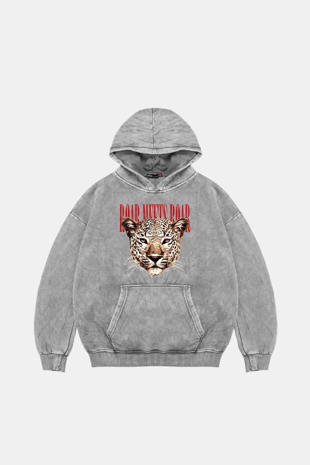 Roar Meets Oversize Unisex Yıkamalı Beyaz Hoodie