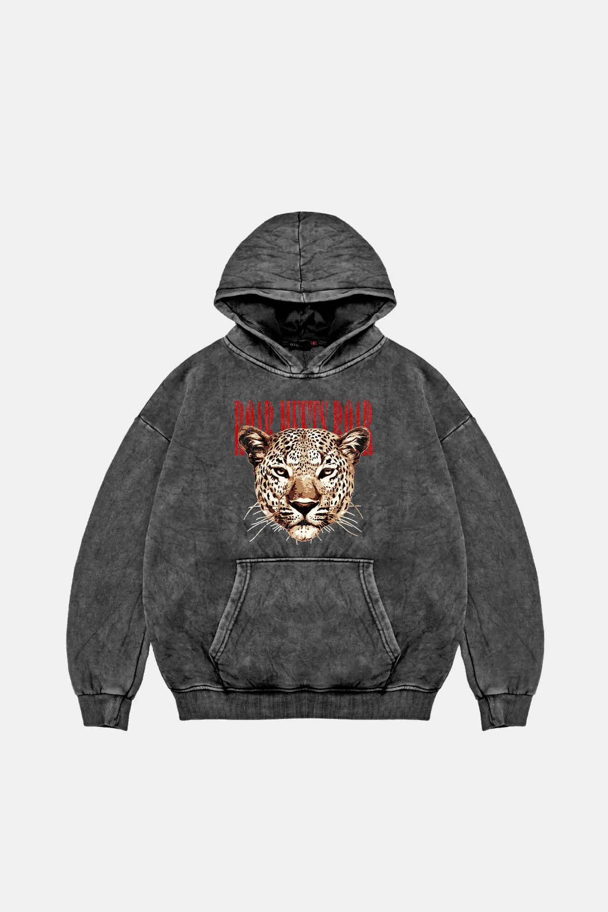 Roar Meets Oversize Unisex Yıkamalı Siyah Hoodie