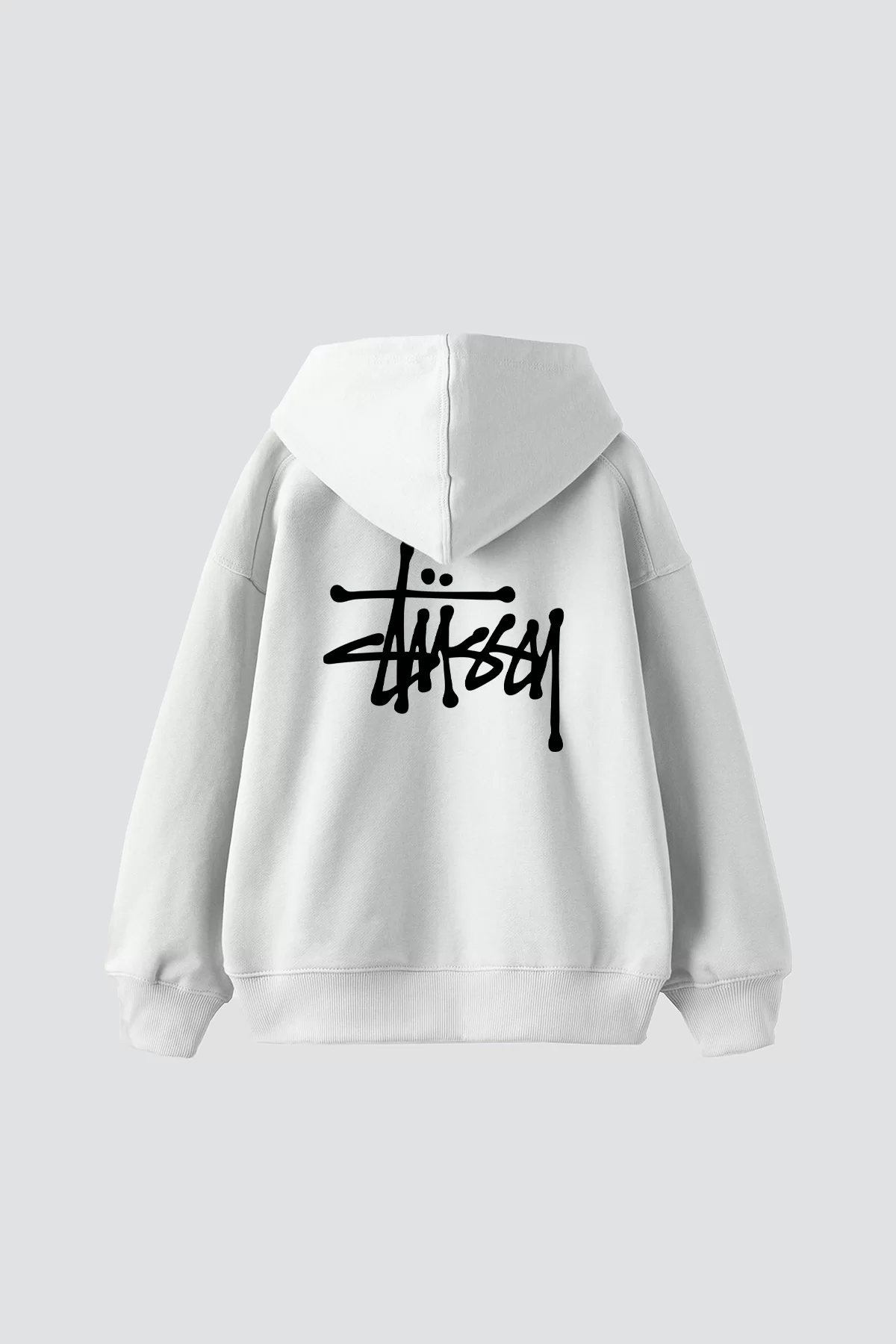 S. Yazı Baskılı Oversize Unisex Premium Beyaz Hoodie