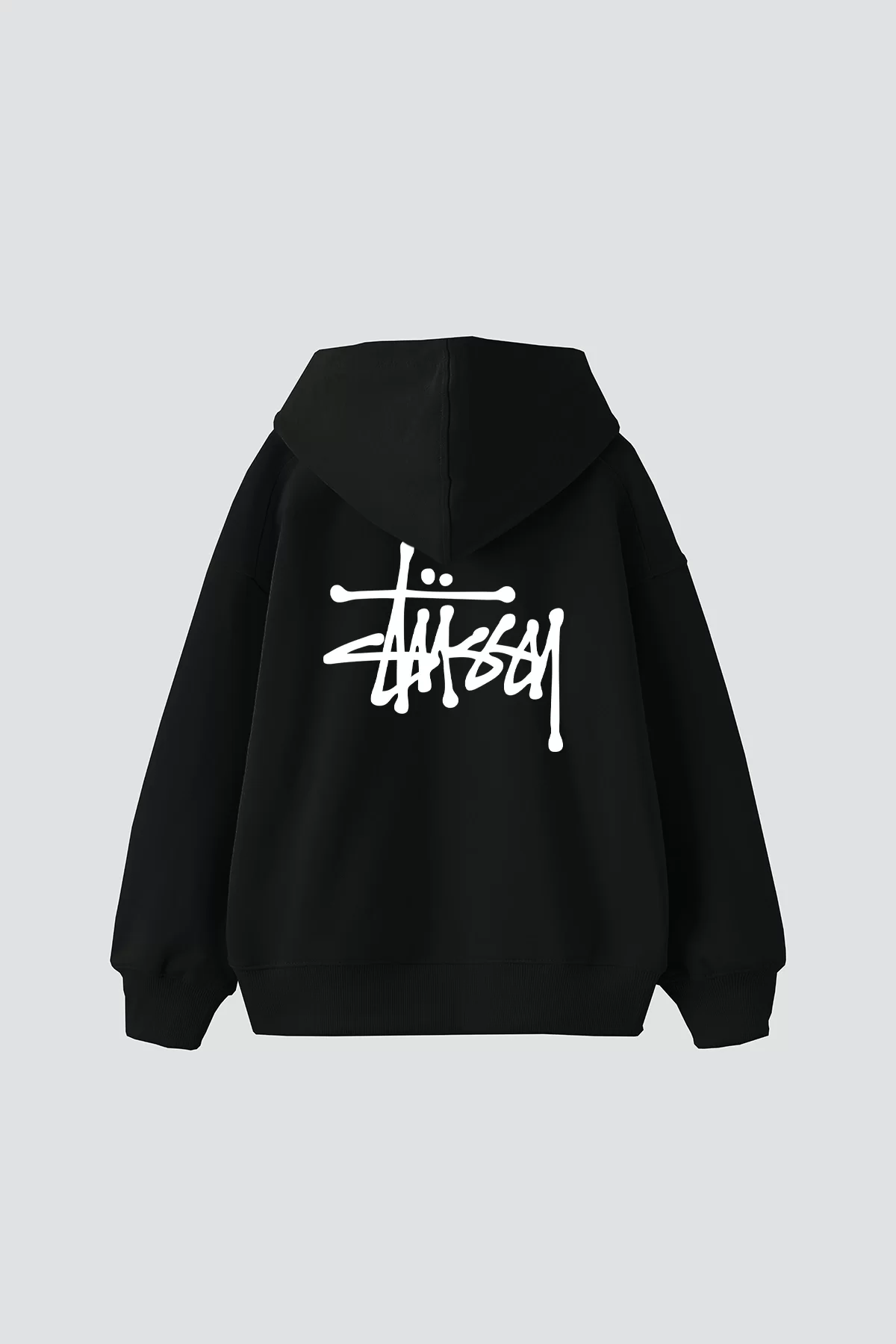 S. Yazı Baskılı Oversize Unisex Premium Siyah Hoodie