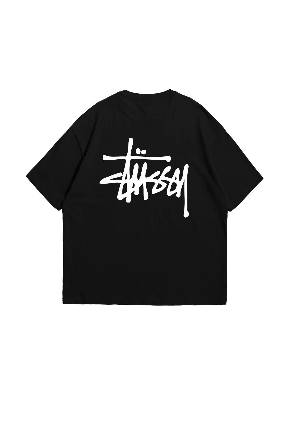 S. Yazı Baskılı Oversize Unisex Siyah Tshirt