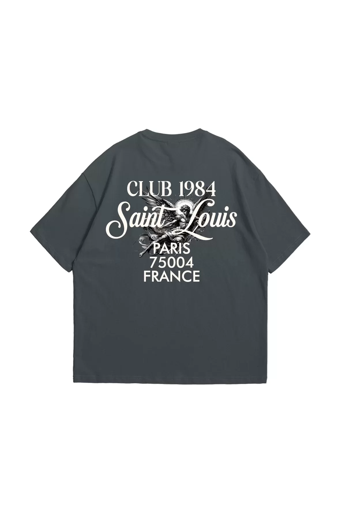 Saint Louis Baskılı Füme Oversize Unisex Tshirt