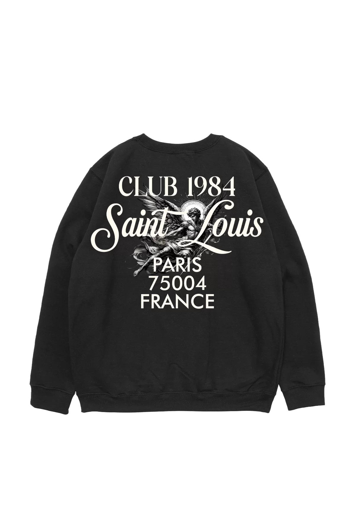 Saint Louis Baskılı Siyah Oversize Unisex Sweatshirt