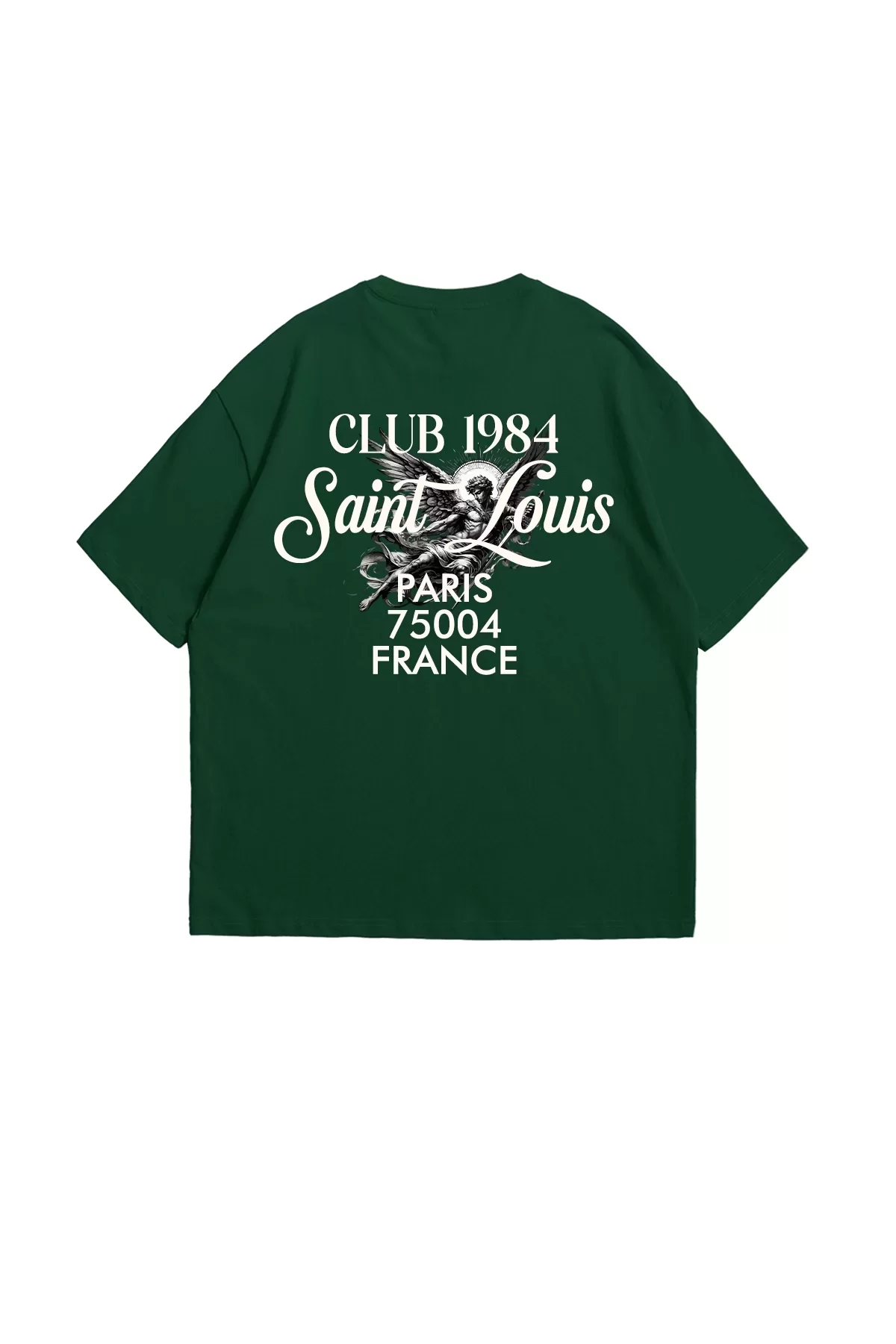 Saint Louis Baskılı Yeşil Oversize Unisex Tshirt