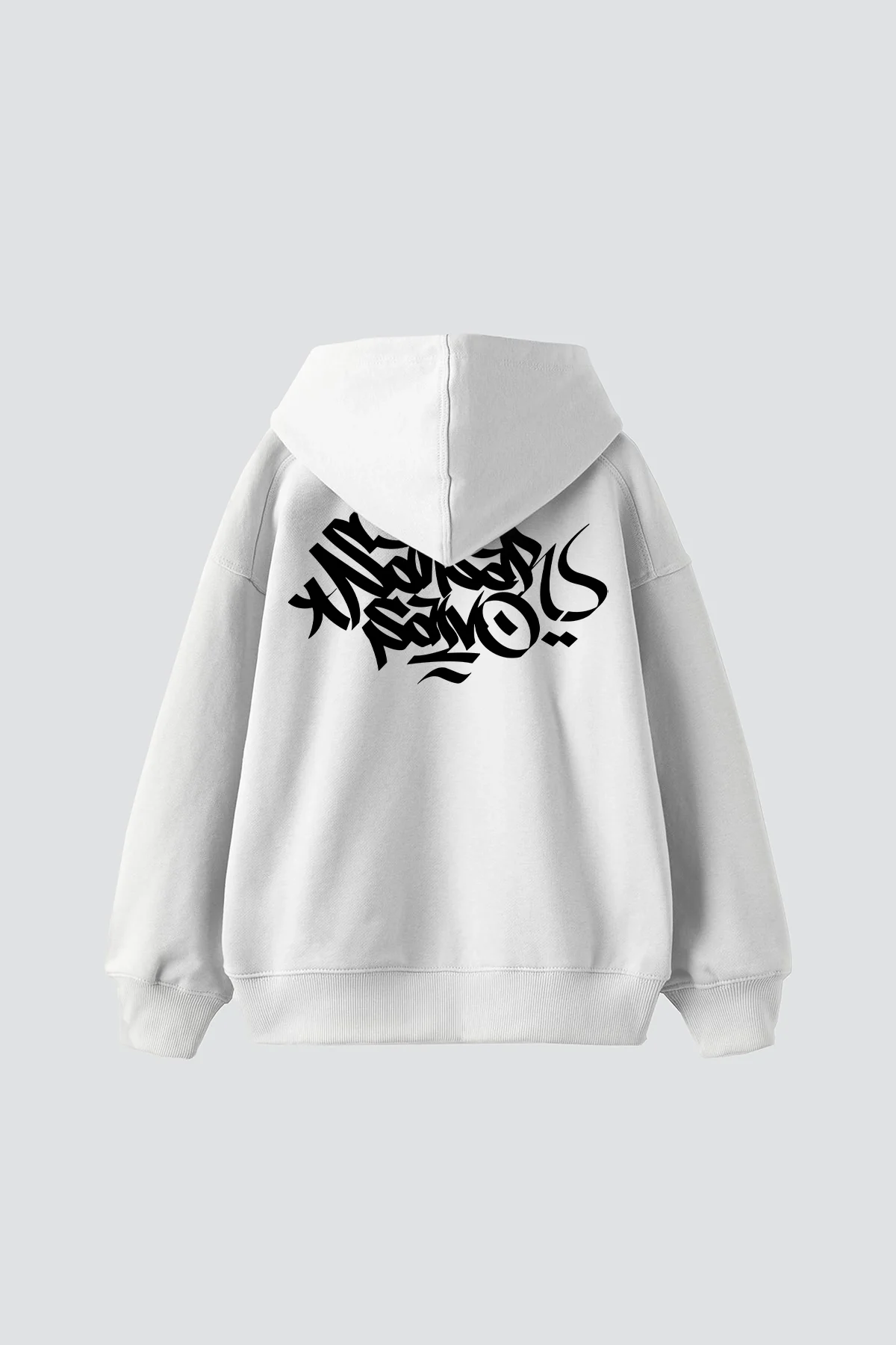 Sansar Salvo Baskılı Oversize Unisex Beyaz Hoodie