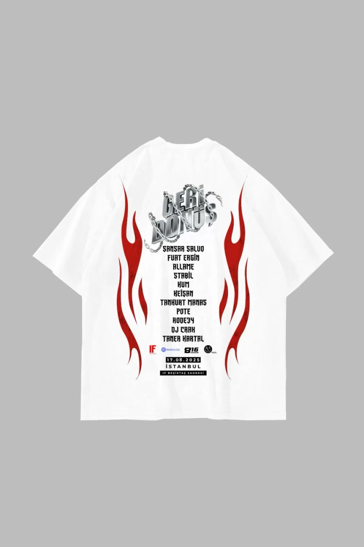Sansar Salvo Baskılı Oversize Unisex Beyaz Tshirt