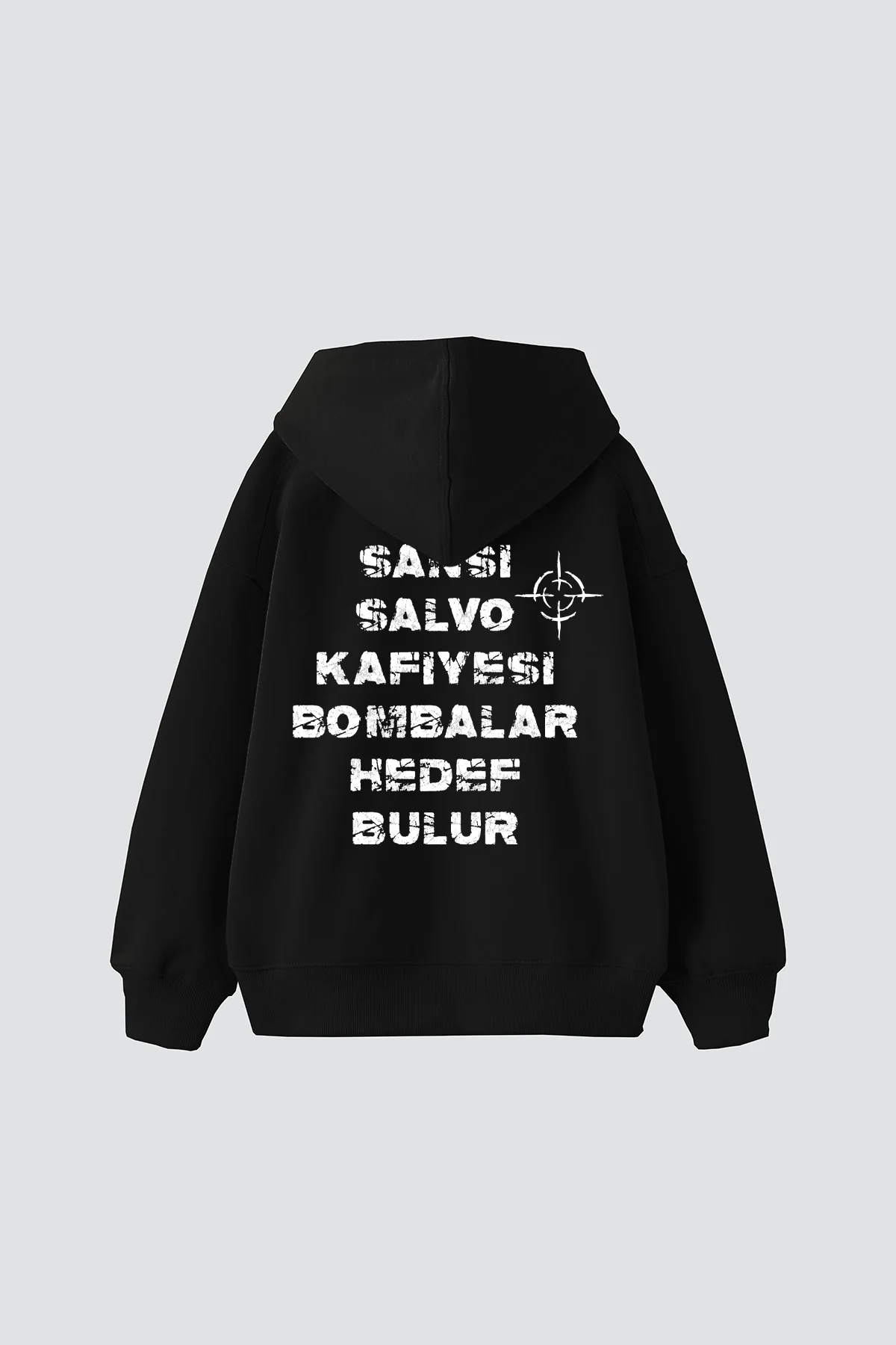 Sansar Salvo Baskılı Oversize Unisex Siyah Hoodie