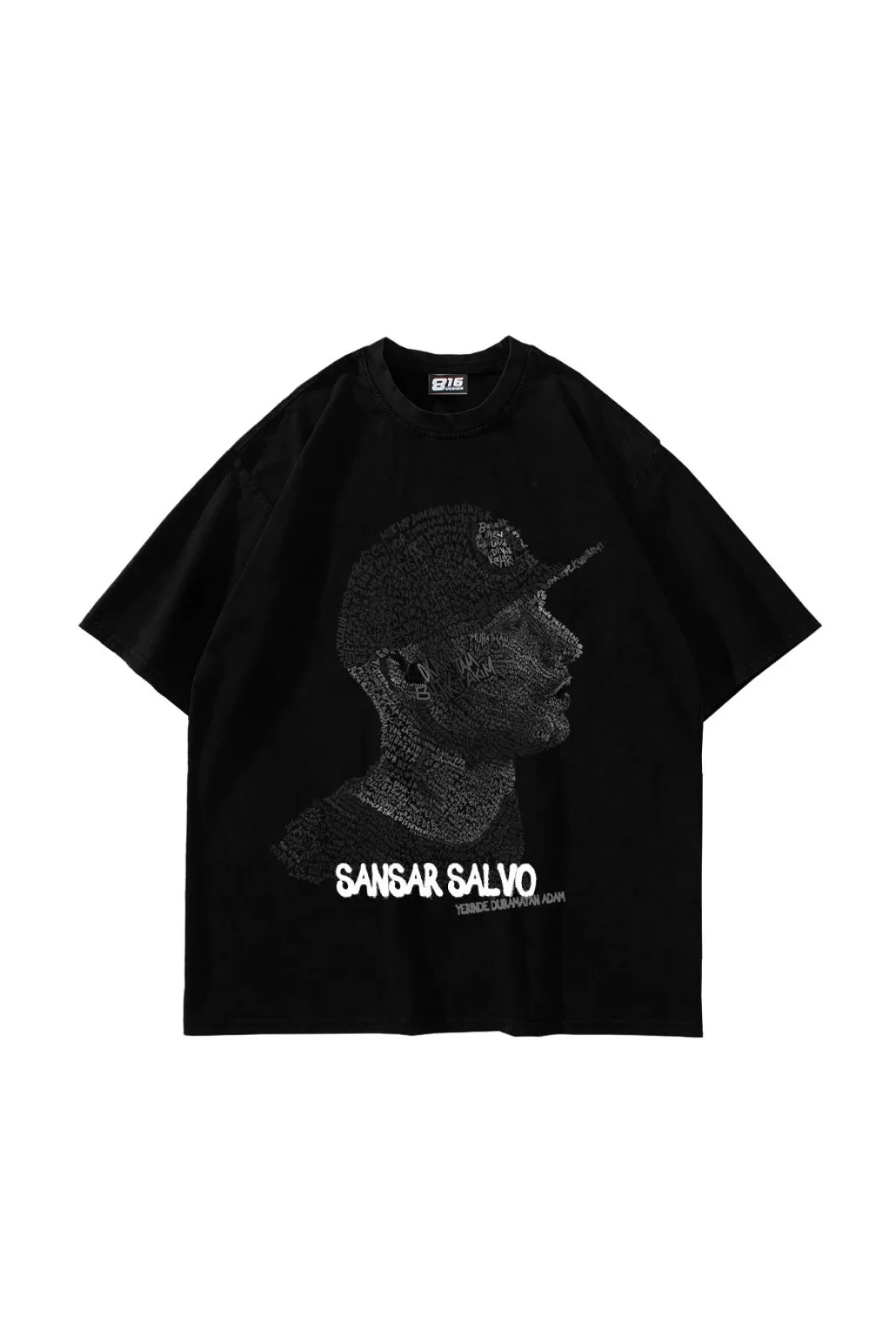 Sansar Salvo Baskılı Oversize Unisex Siyah Tshirt