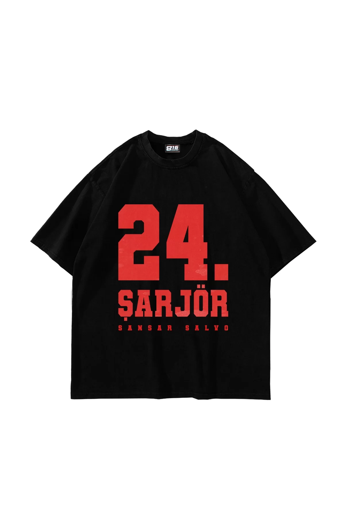 Sansar Salvo Baskılı Oversize Unisex Siyah Tshirt