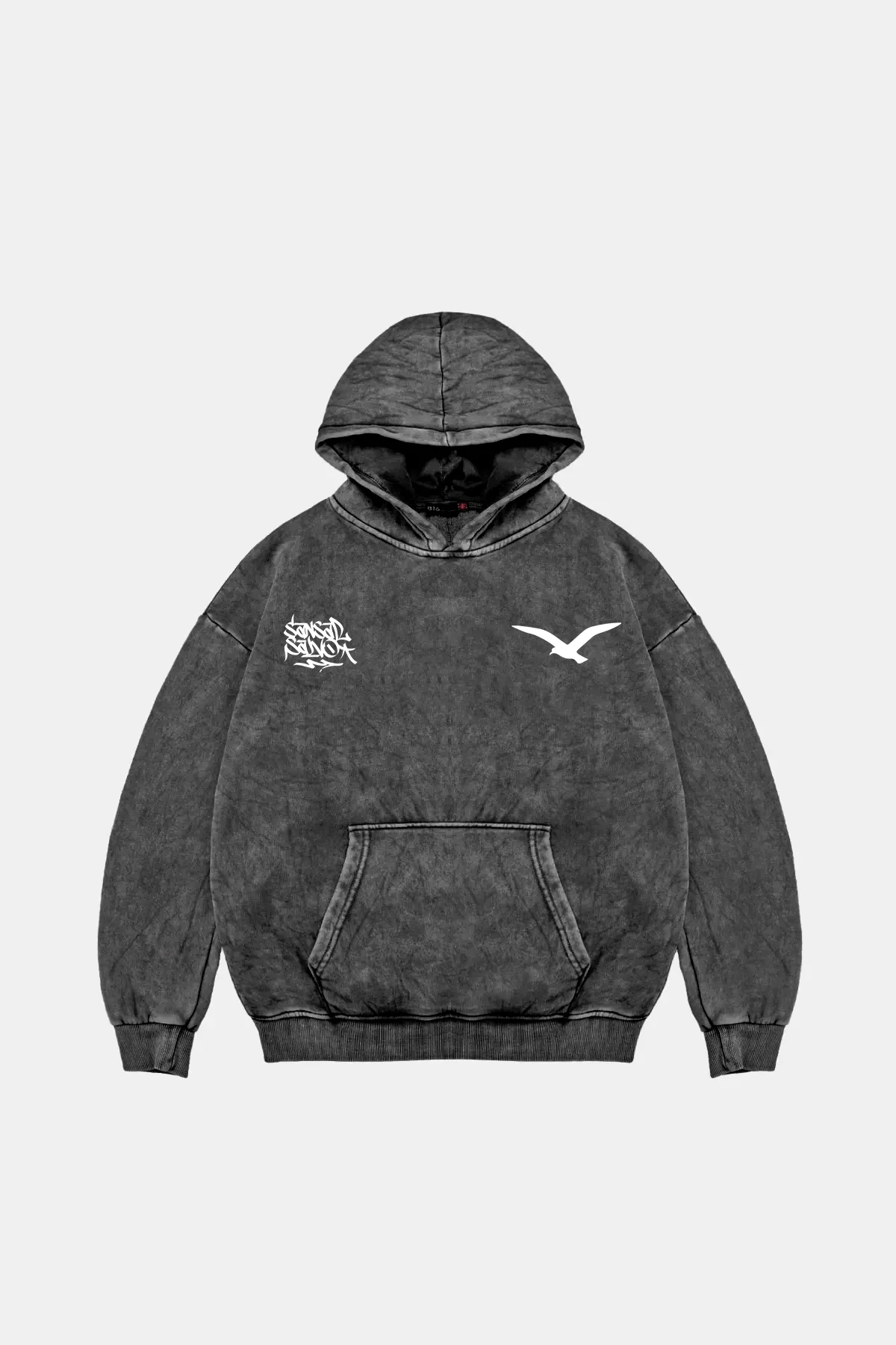 Sansar Salvo Oversize Unisex Yıkamalı Siyah Hoodie