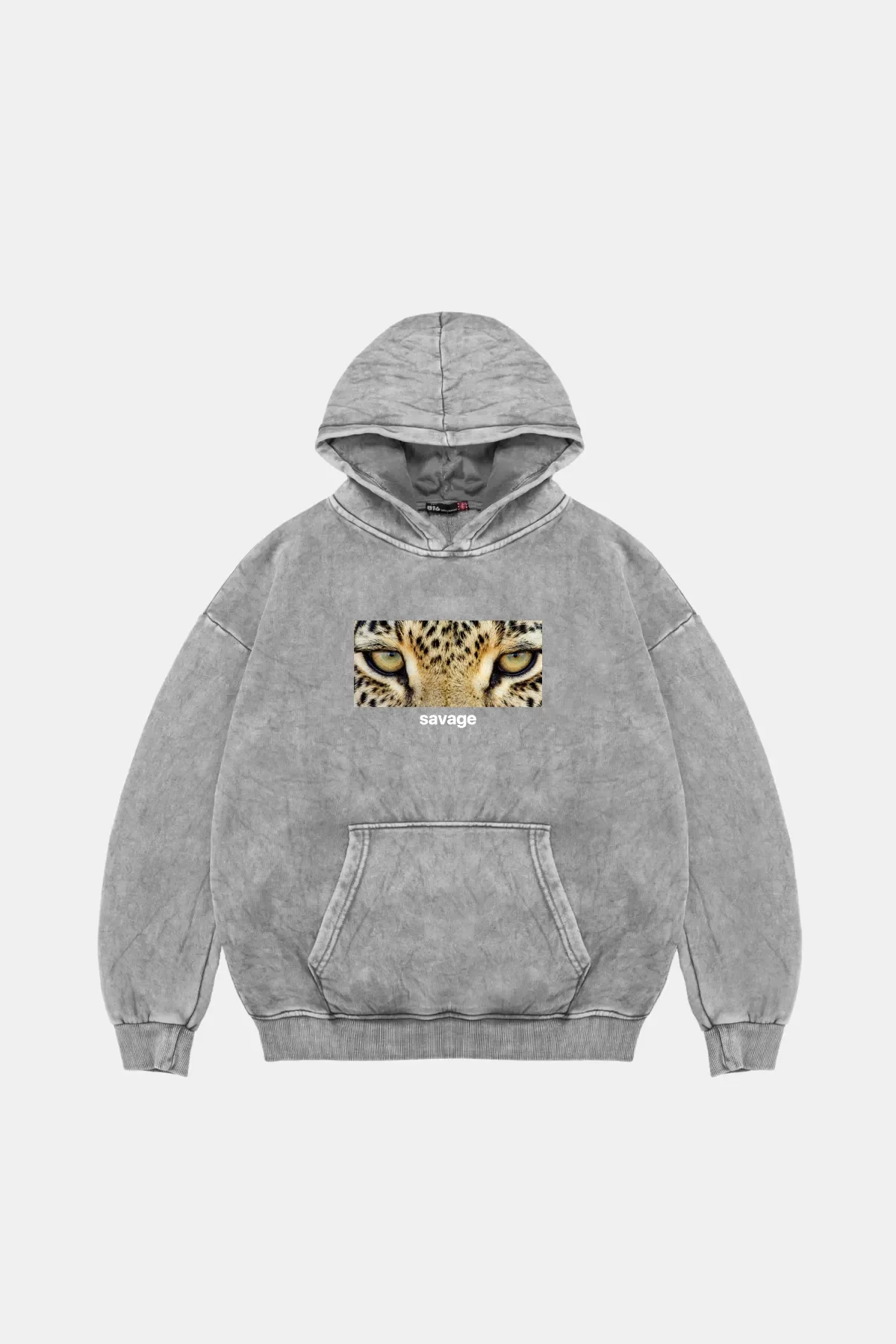 Savage Baskılı Oversize Unisex Premium Yıkamalı Beyaz Hoodie