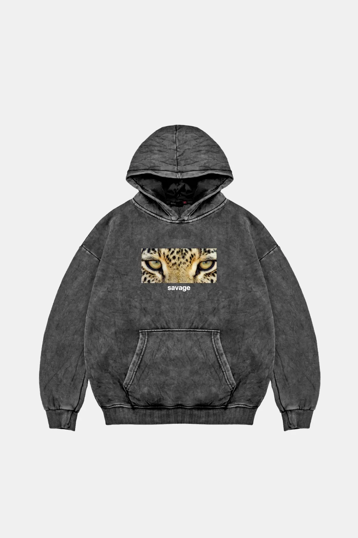 Savage Baskılı Oversize Unisex Premium Yıkamalı Siyah Hoodie