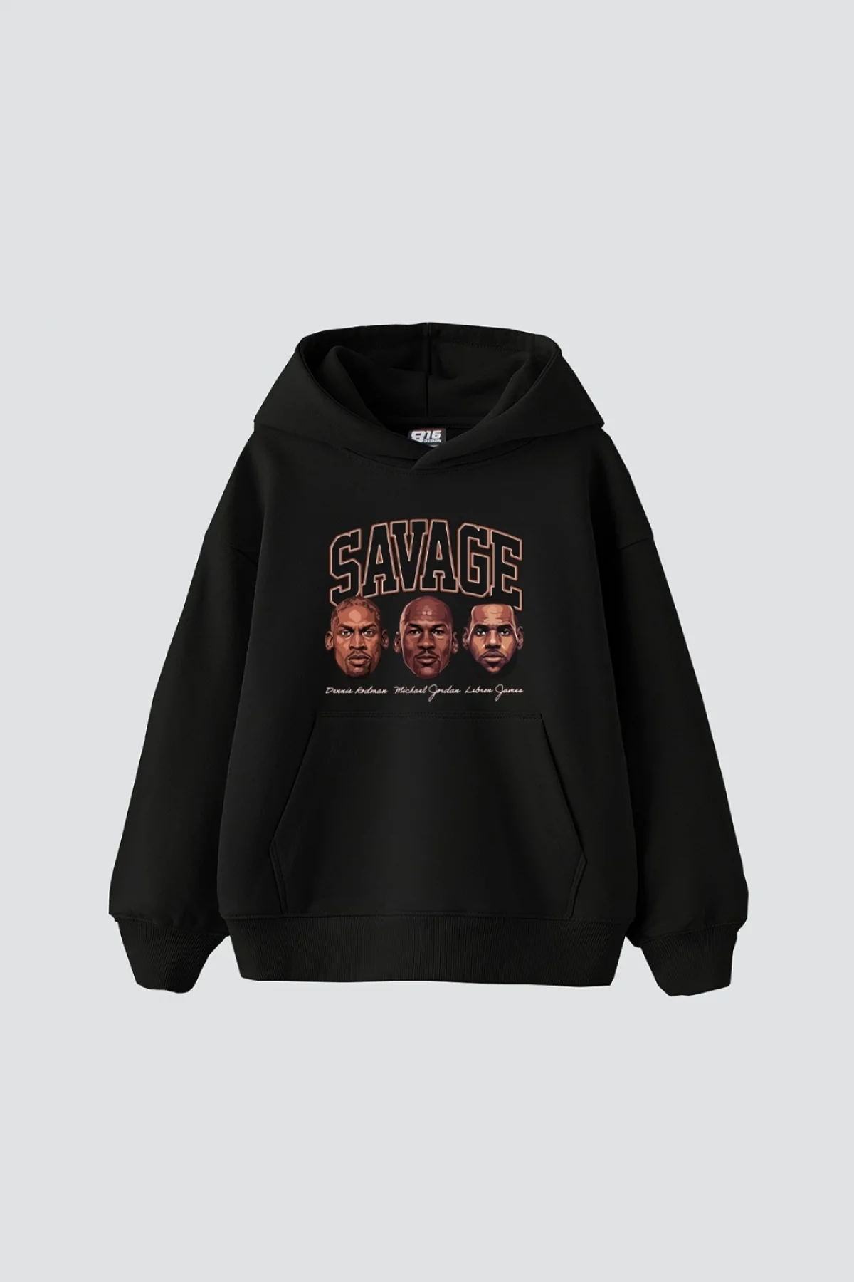 Savage Boys Baskılı Oversize Unisex Siyah Hoodie