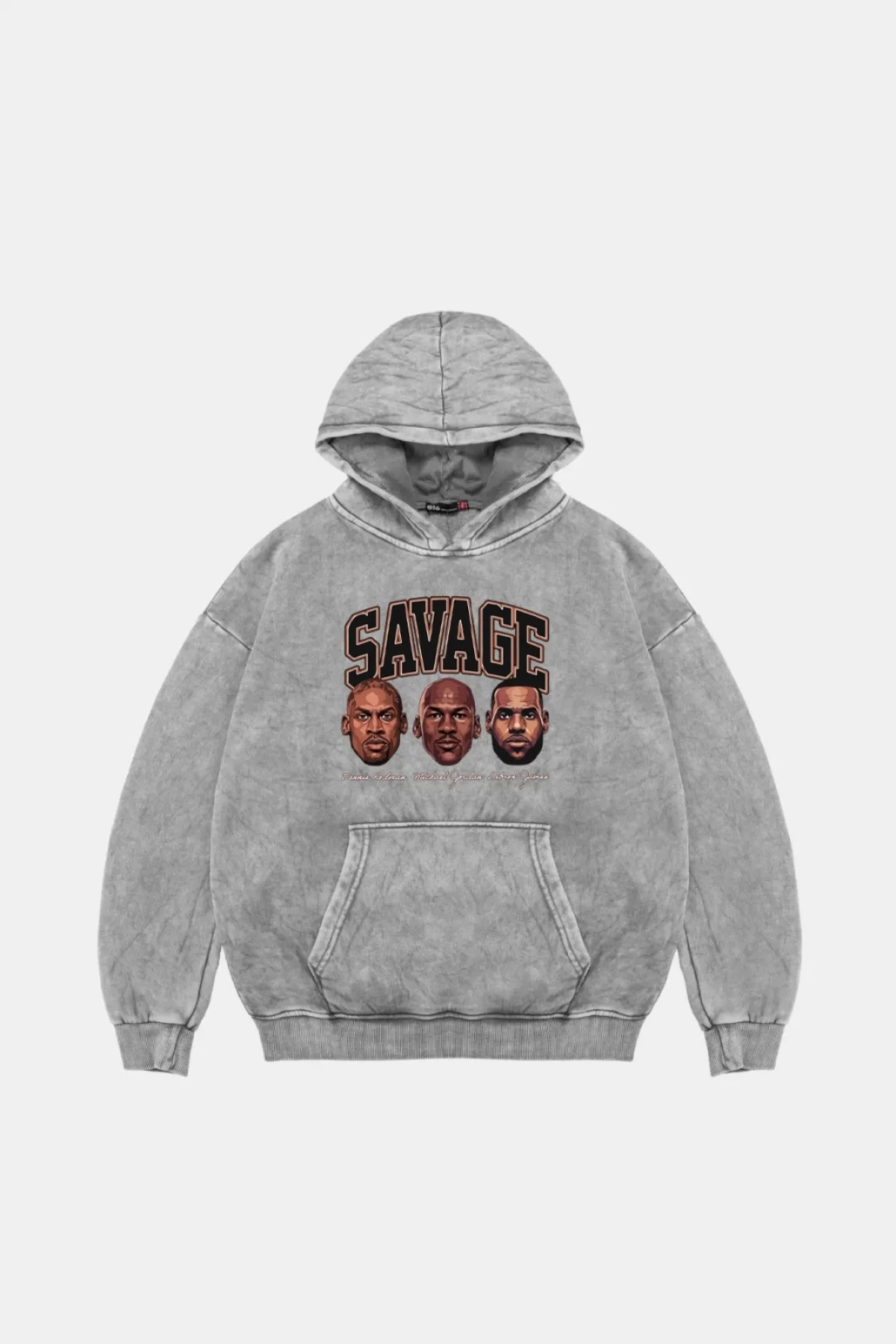Savage Boys Baskılı Oversize Unisex Yıkamalı Beyaz Hoodie