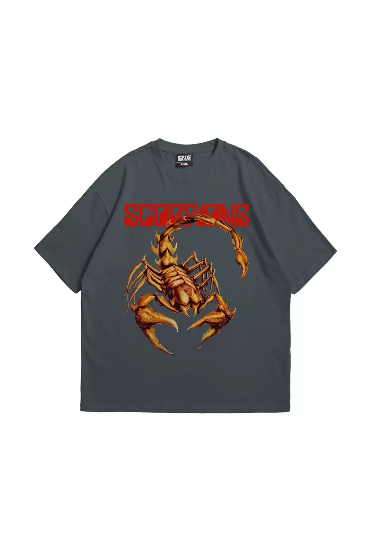 Scorpion Ön Baskılı Antrasit Oversize Unisex Tshirt