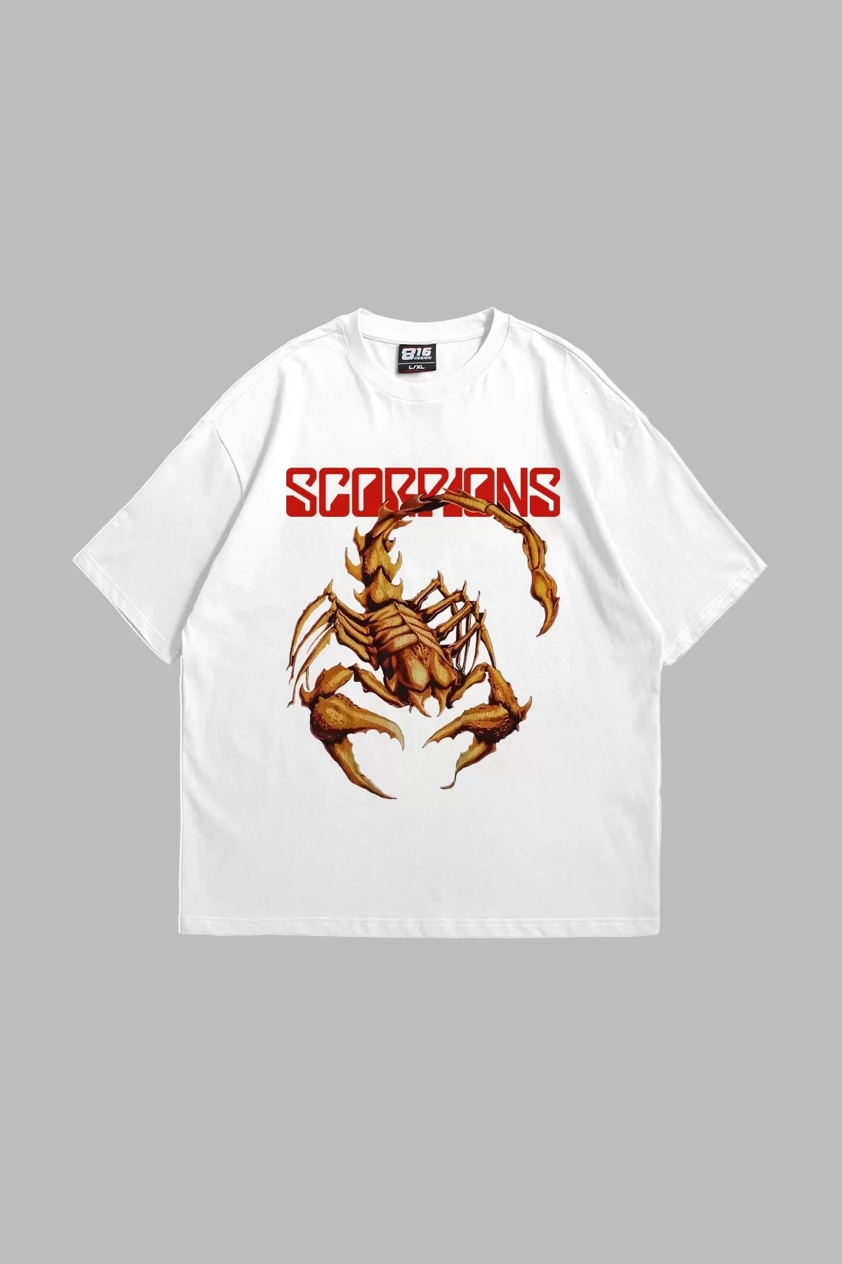 Scorpion Ön Baskılı Beyaz Premium Oversize Unisex Tshirt