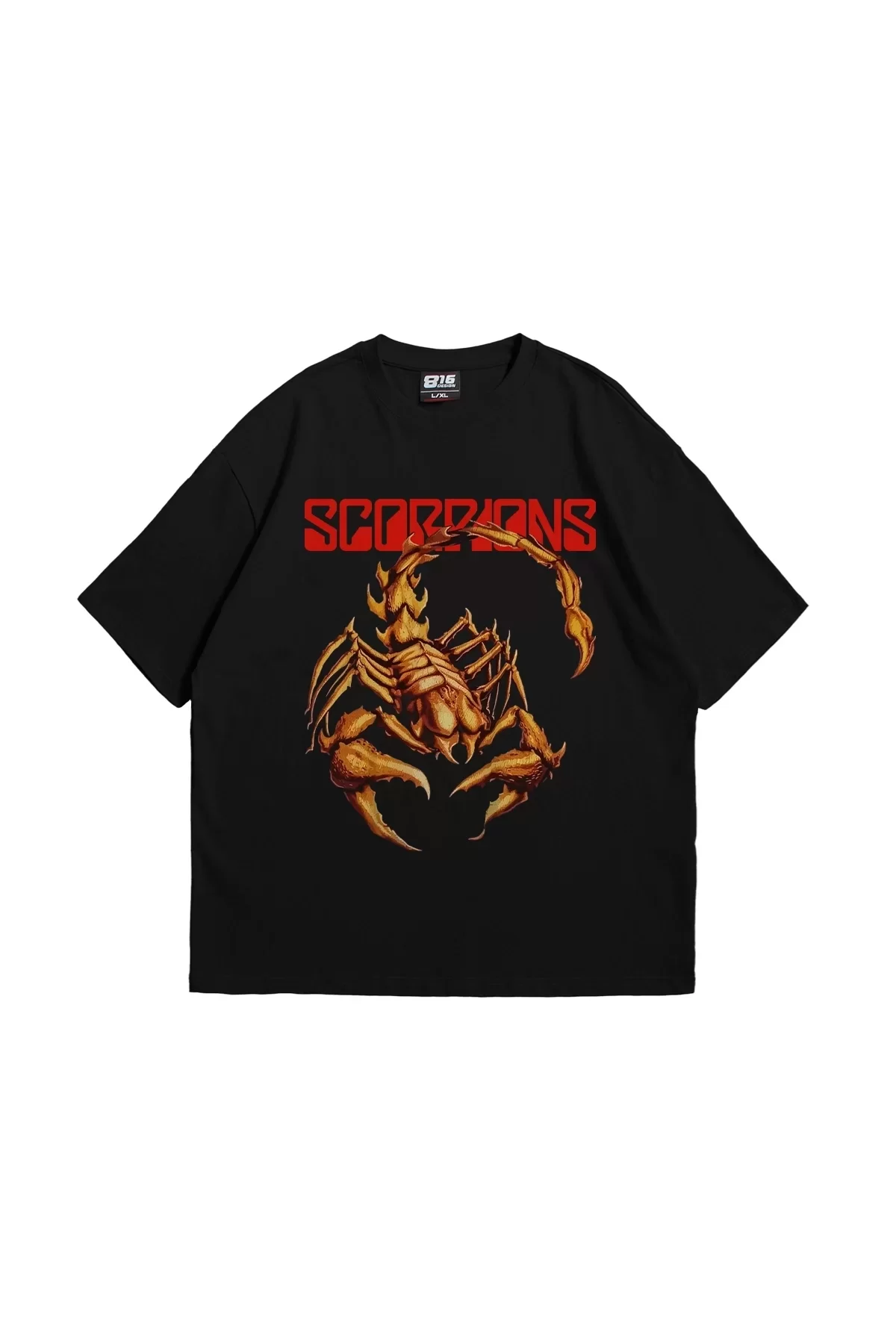 Scorpion Ön Baskılı Siyah Premium Oversize Unisex Tshirt