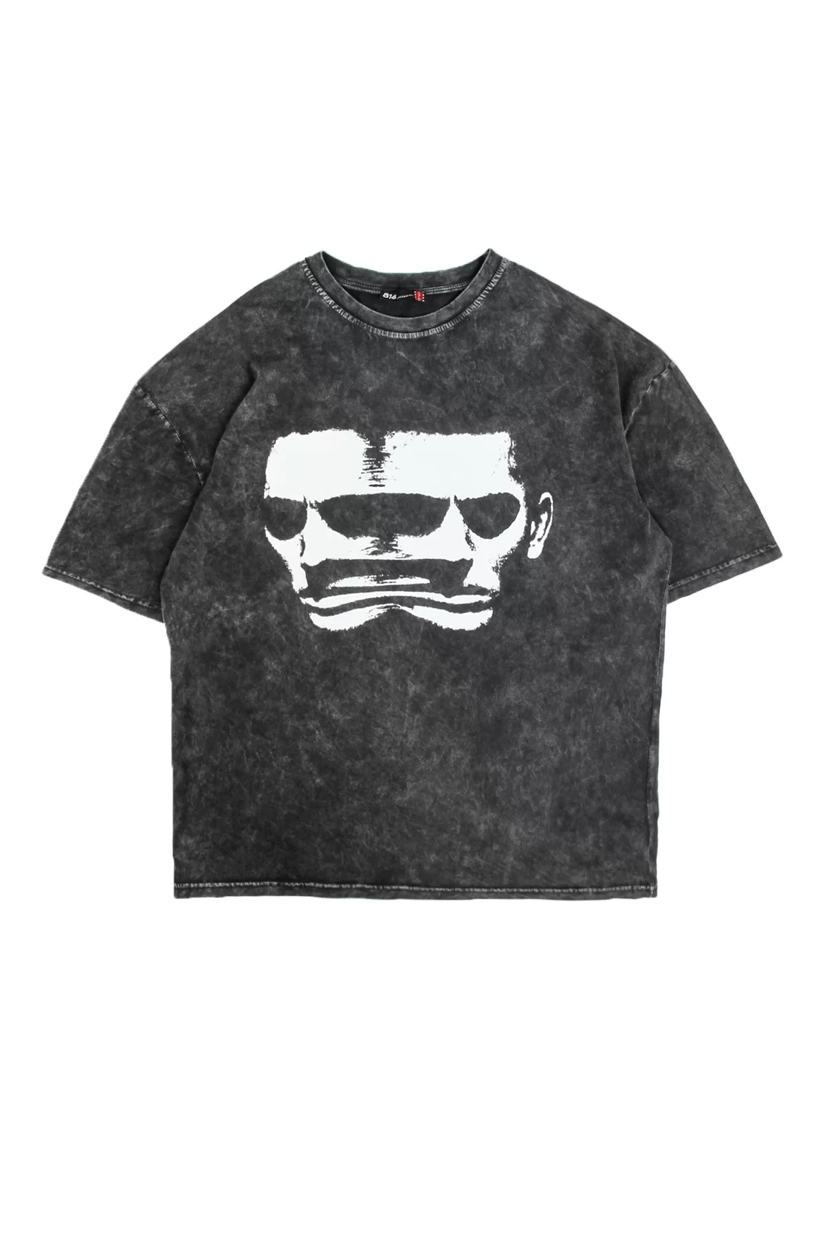Shadow Man Baskılı Yıkamalı Siyah Oversize Unisex Tshirt
