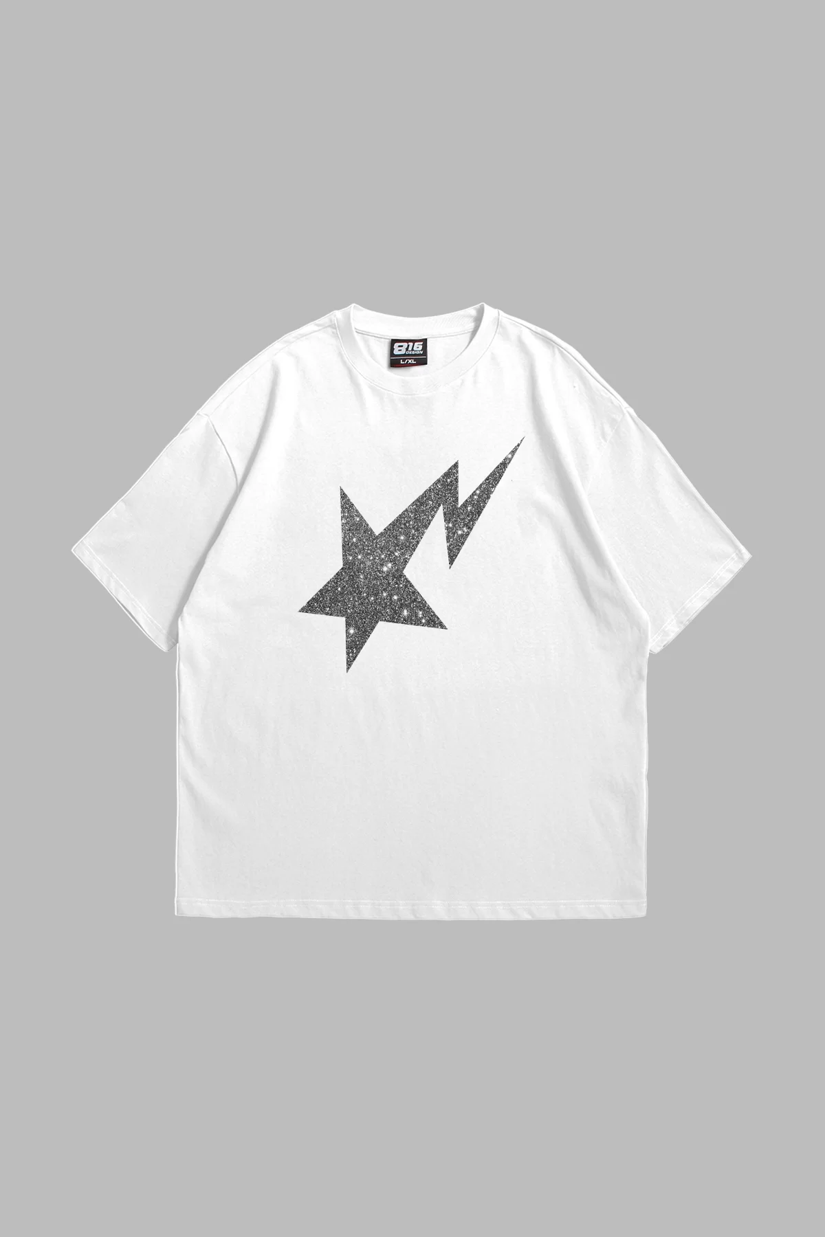 Shining Star Beyaz Baskılı Oversize Unisex Premium Beyaz Tshirt