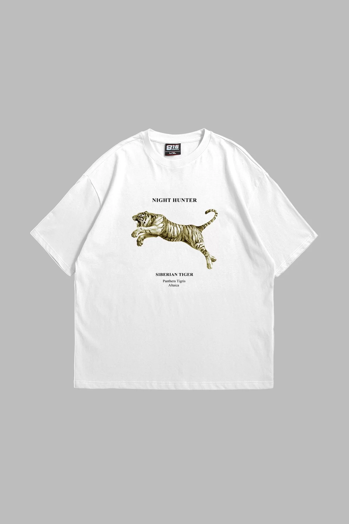 Siberian Tiger Baskılı Oversize Unisex Beyaz Premium Tshirt