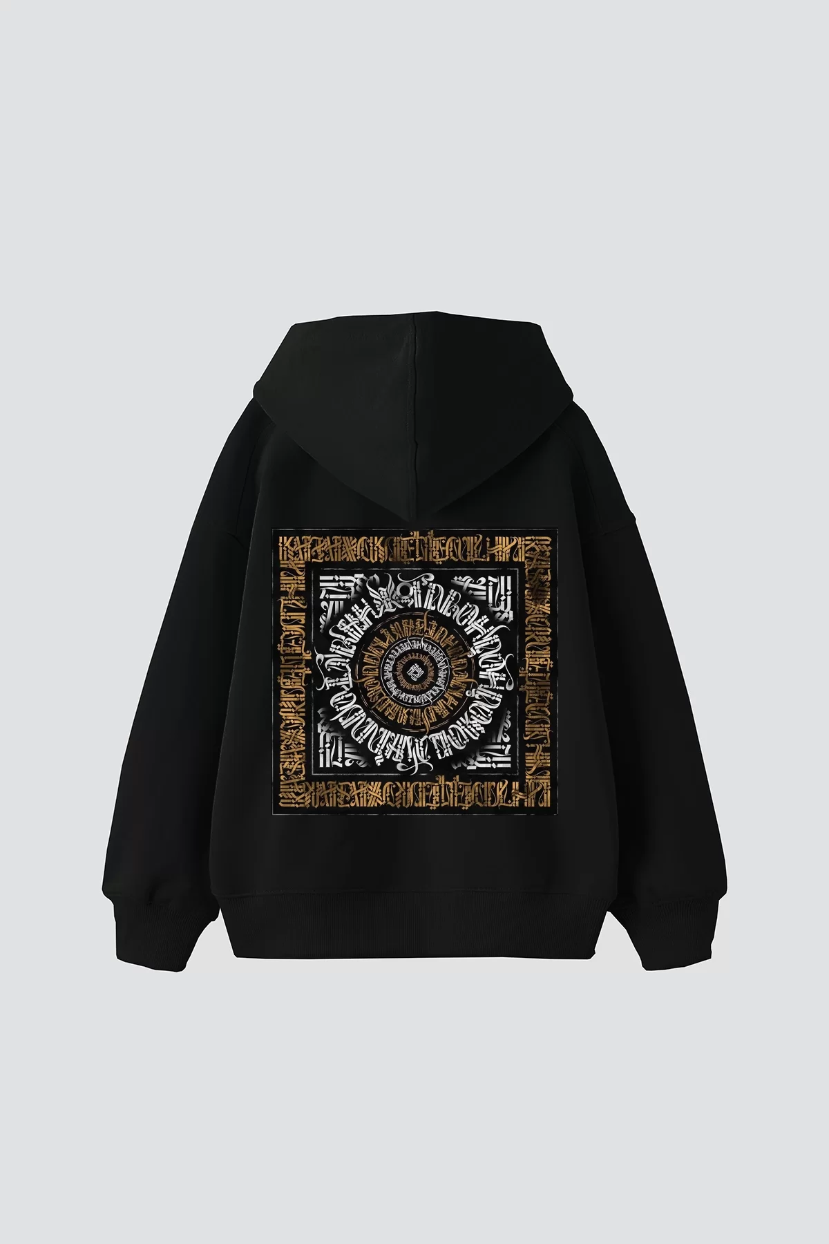 Skull Man Smoke Baskılı Oversize Unisex Premium Siyah Hoodie