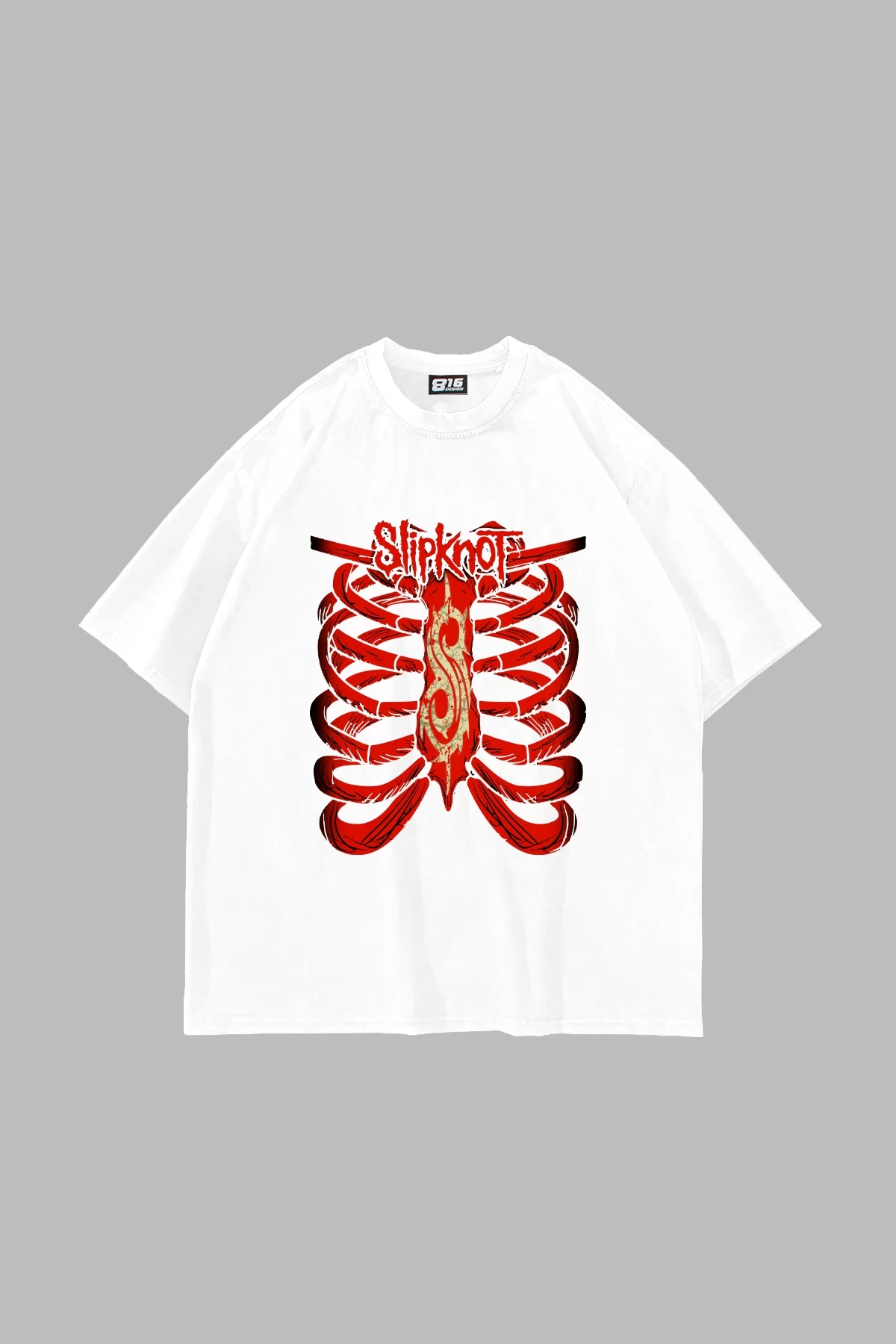 Slipknot Red Baskılı Oversize Unisex Beyaz Tshirt