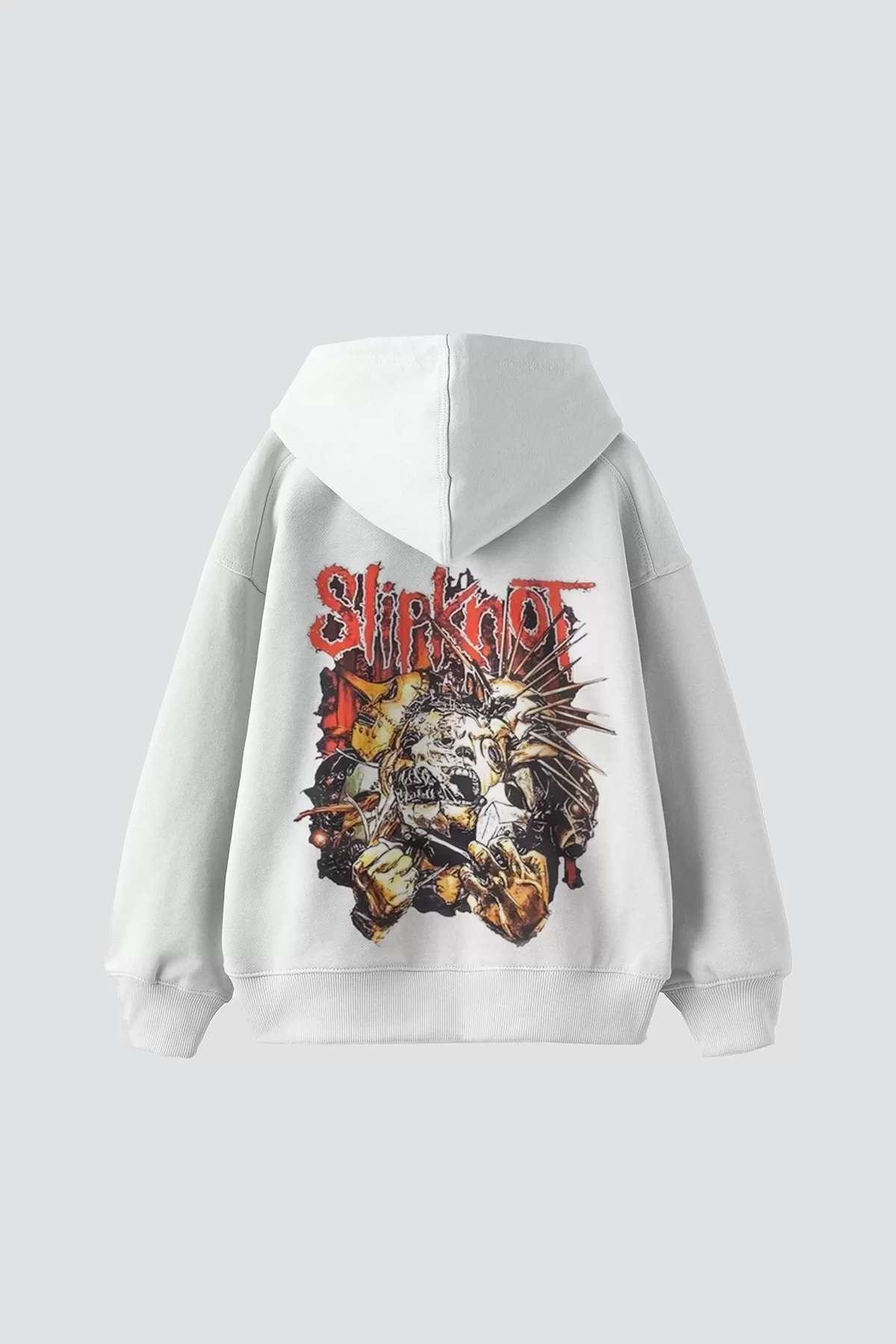 Slipknot Sırt Baskılı Beyaz Oversize Unisex Hoodie