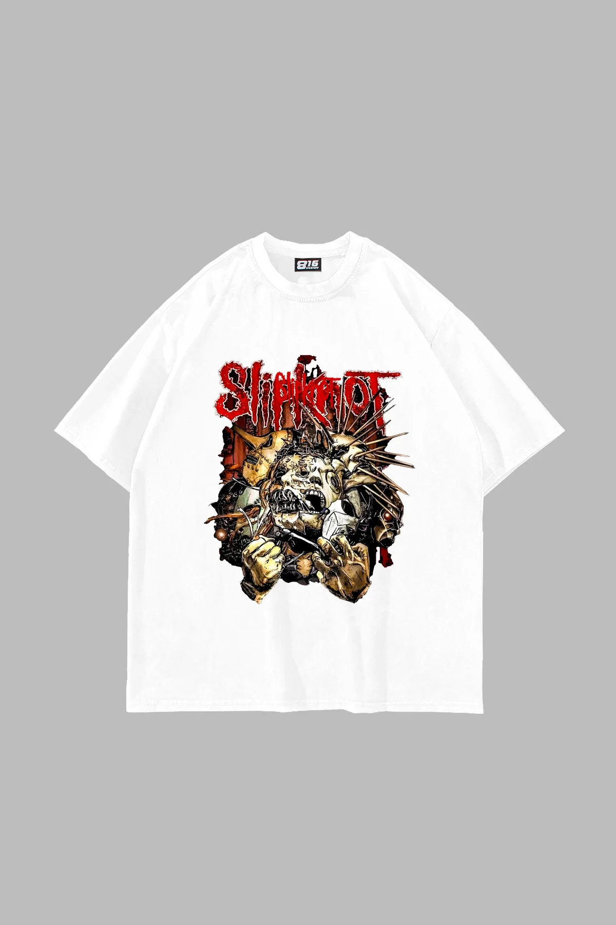 Slipknot Zombie Baskılı Beyaz Oversize Unisex Tshirt