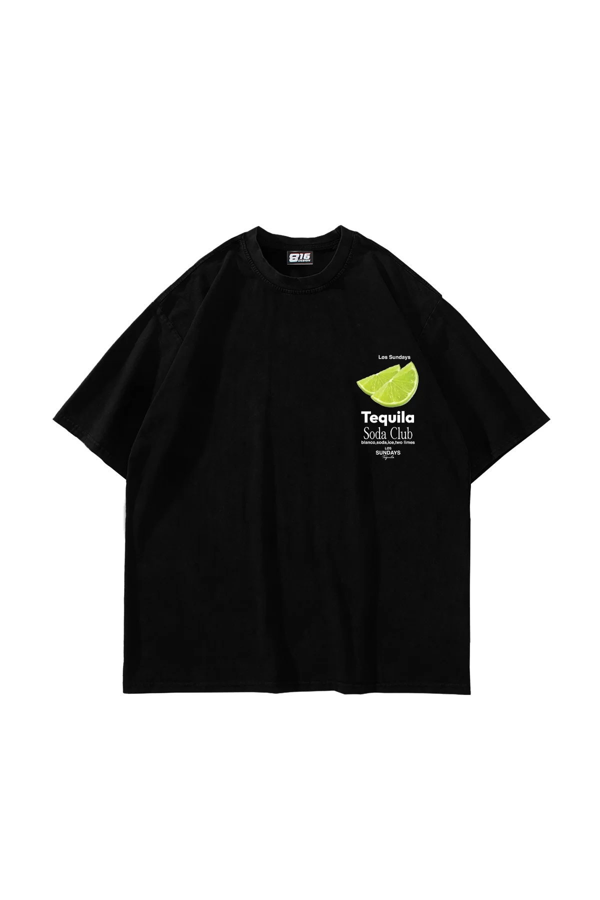 Soda Club Baskılı Oversize Unisex Siyah Tshirt